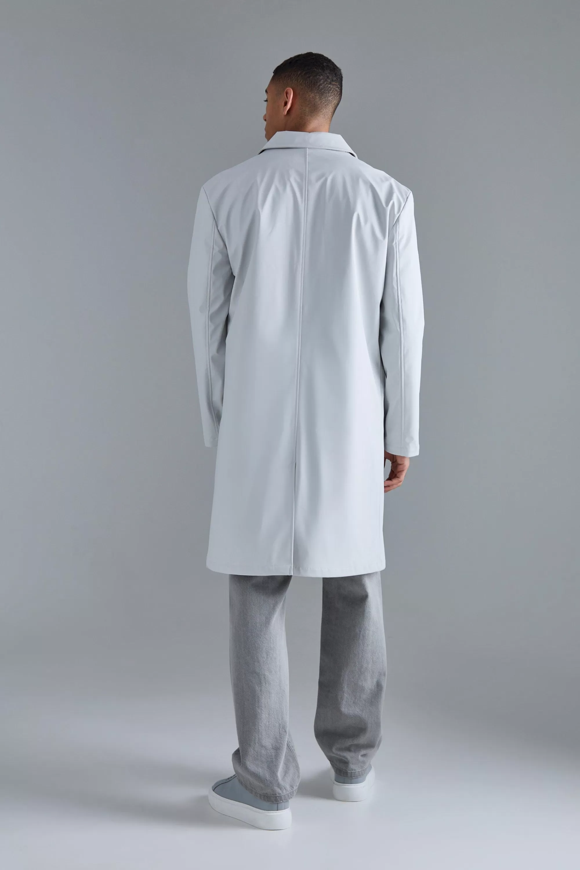 boohooMAN Shower Proof Mid Length Mac | UK