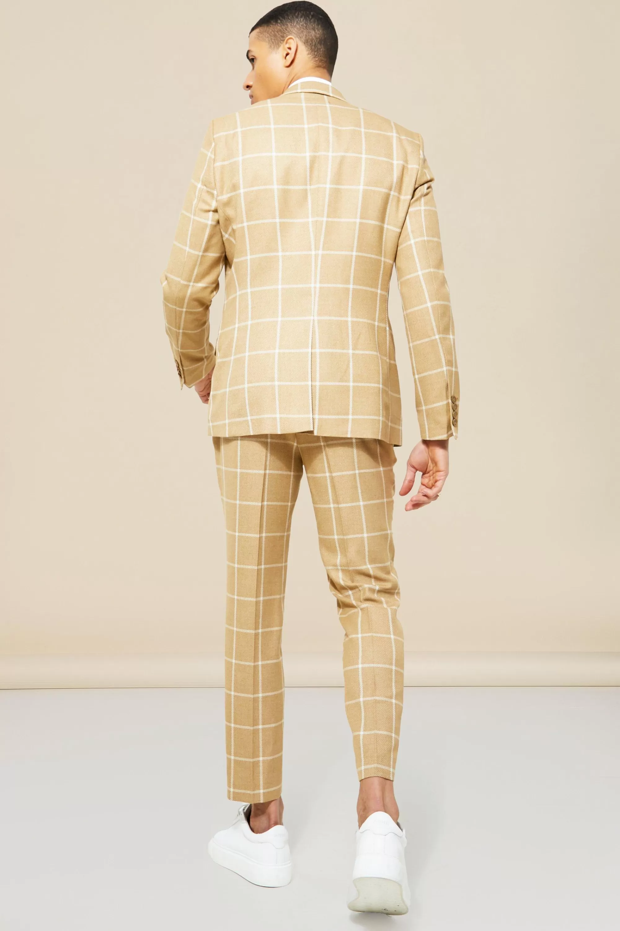 boohooMAN Single Breasted Check Slim Suit Jacket | UK
