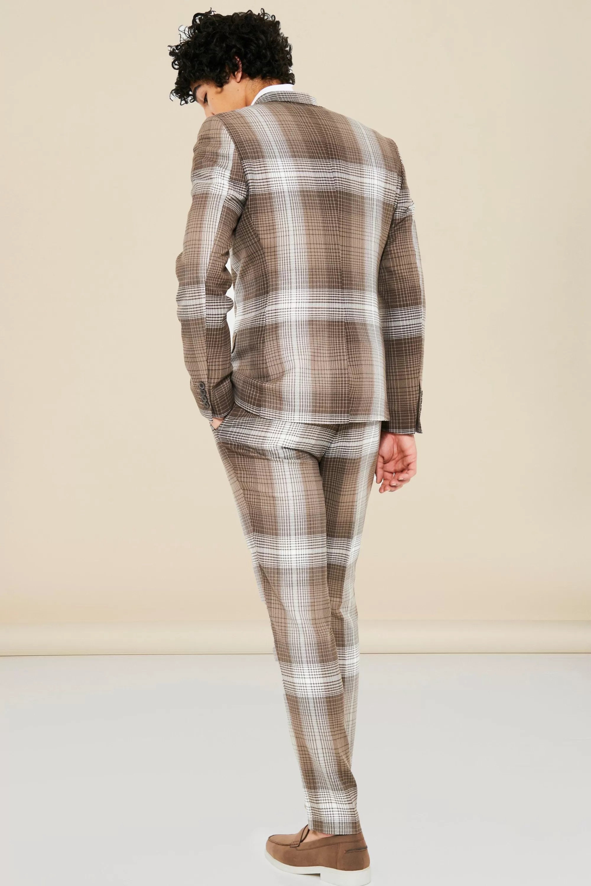 boohooMAN Single Breasted Skinny Check Suit Jacket | UK