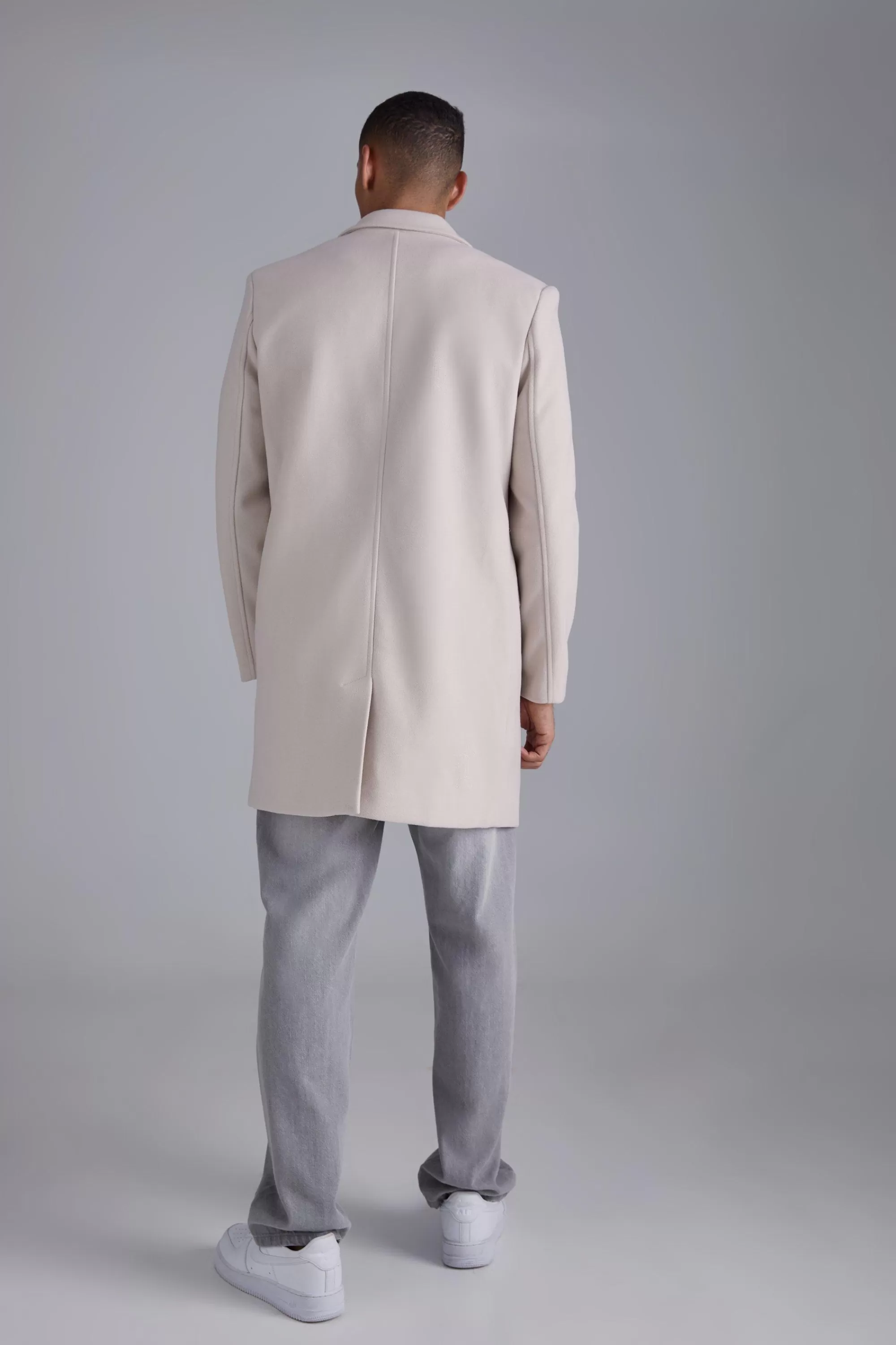 boohooMAN Single Breasted Wool Look Overcoat In | UK