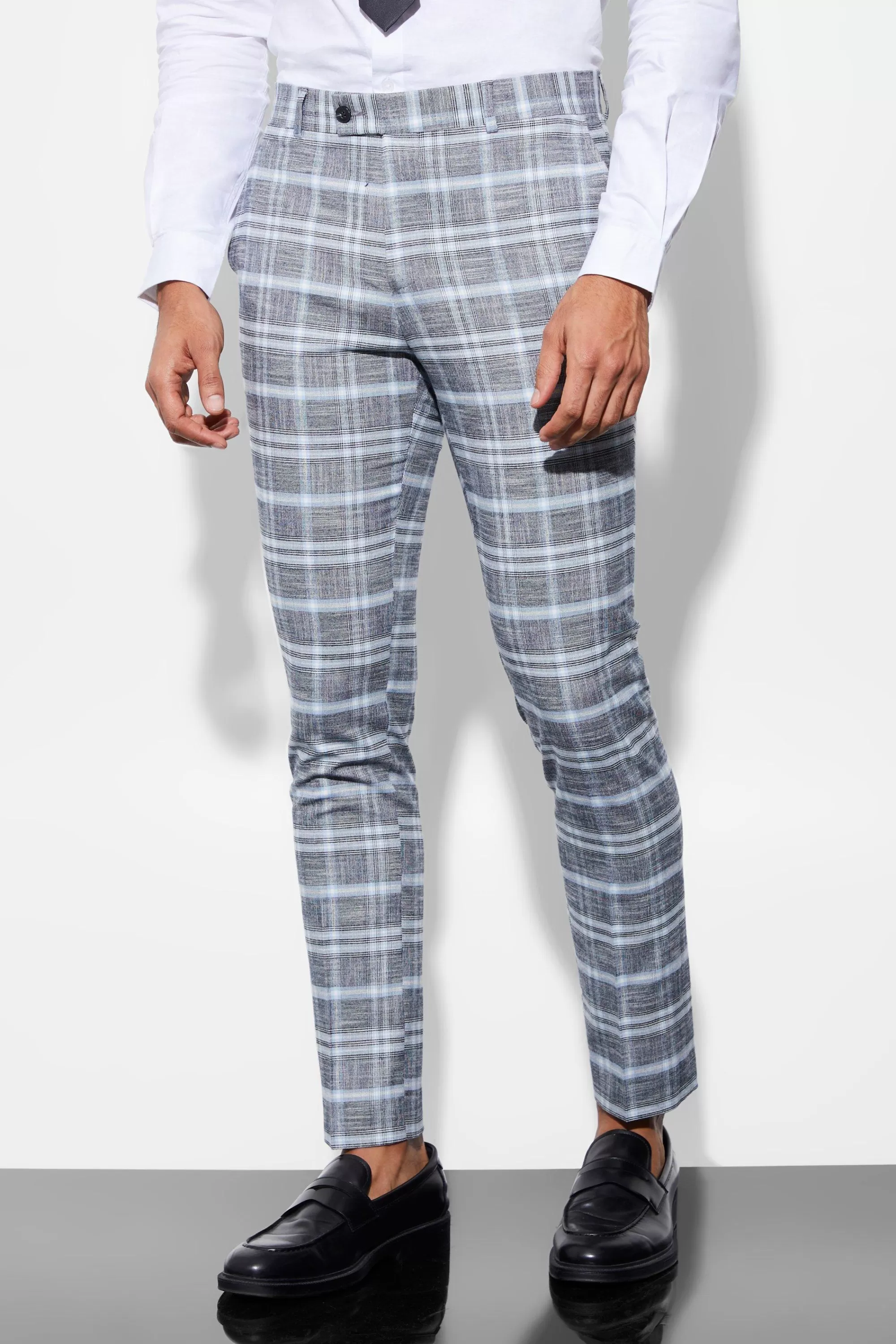 boohooMAN Skinny Check Suit | UK