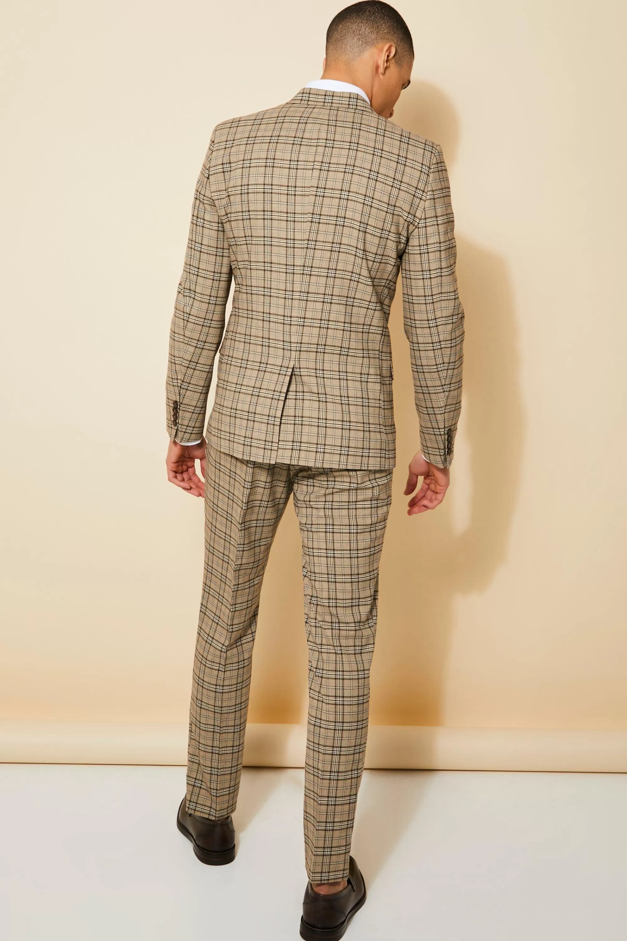boohooMAN Skinny Check Suit Trousers | UK
