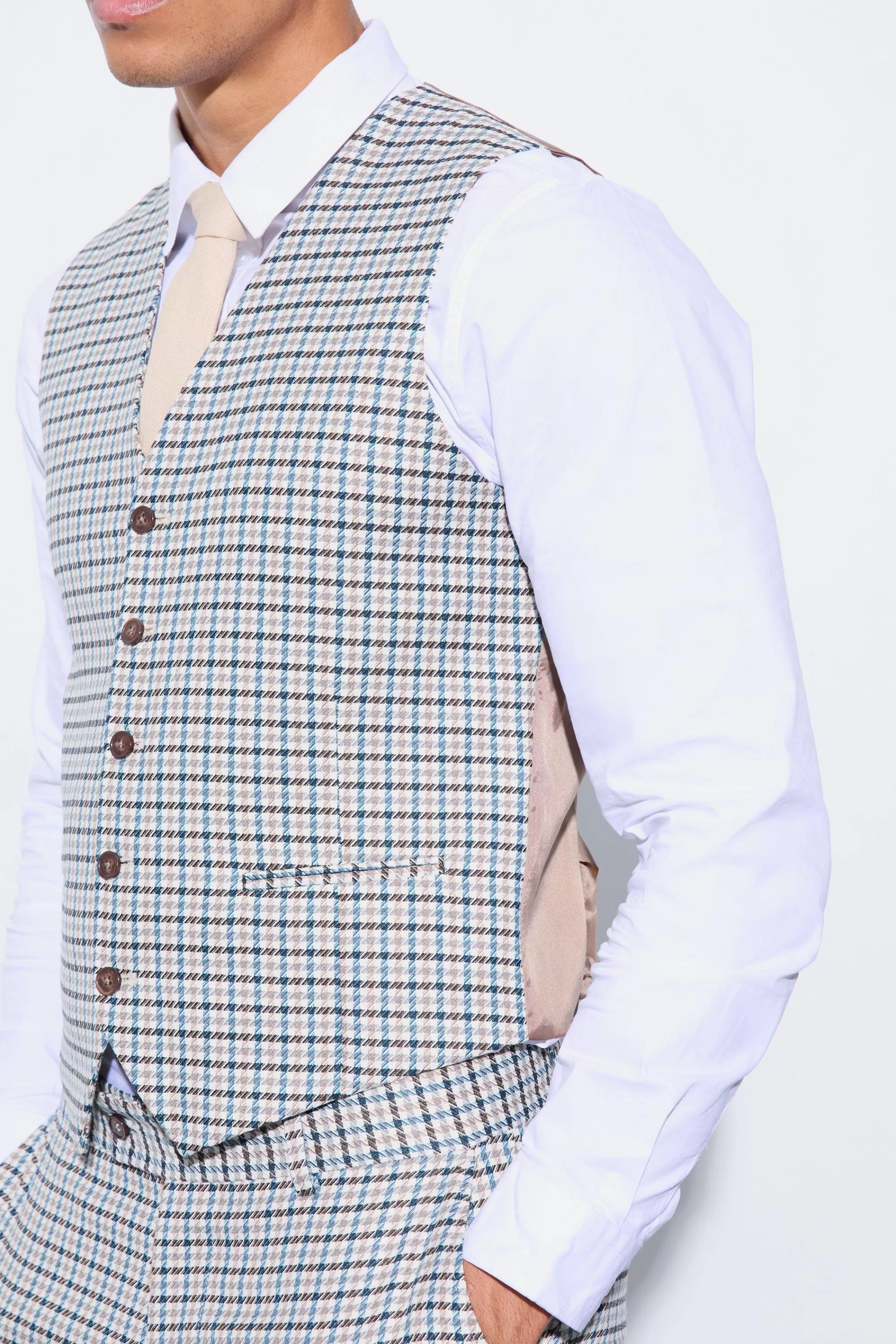 boohooMAN Skinny Checked Waistcoat | UK