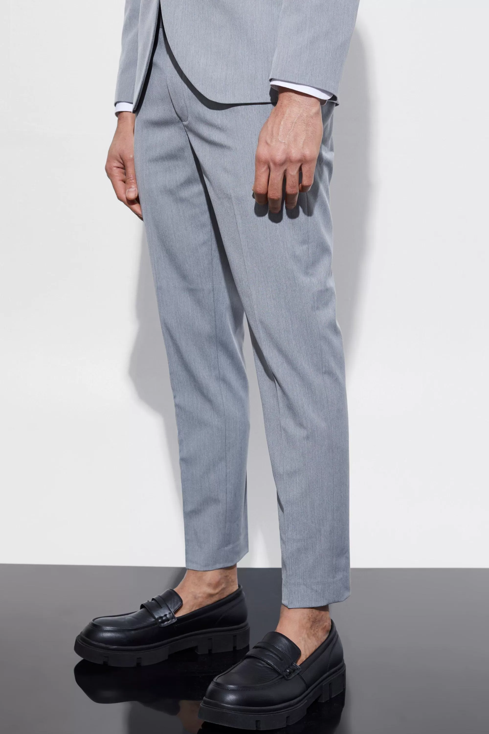 boohooMAN Skinny Cropped Suit Trousers | UK