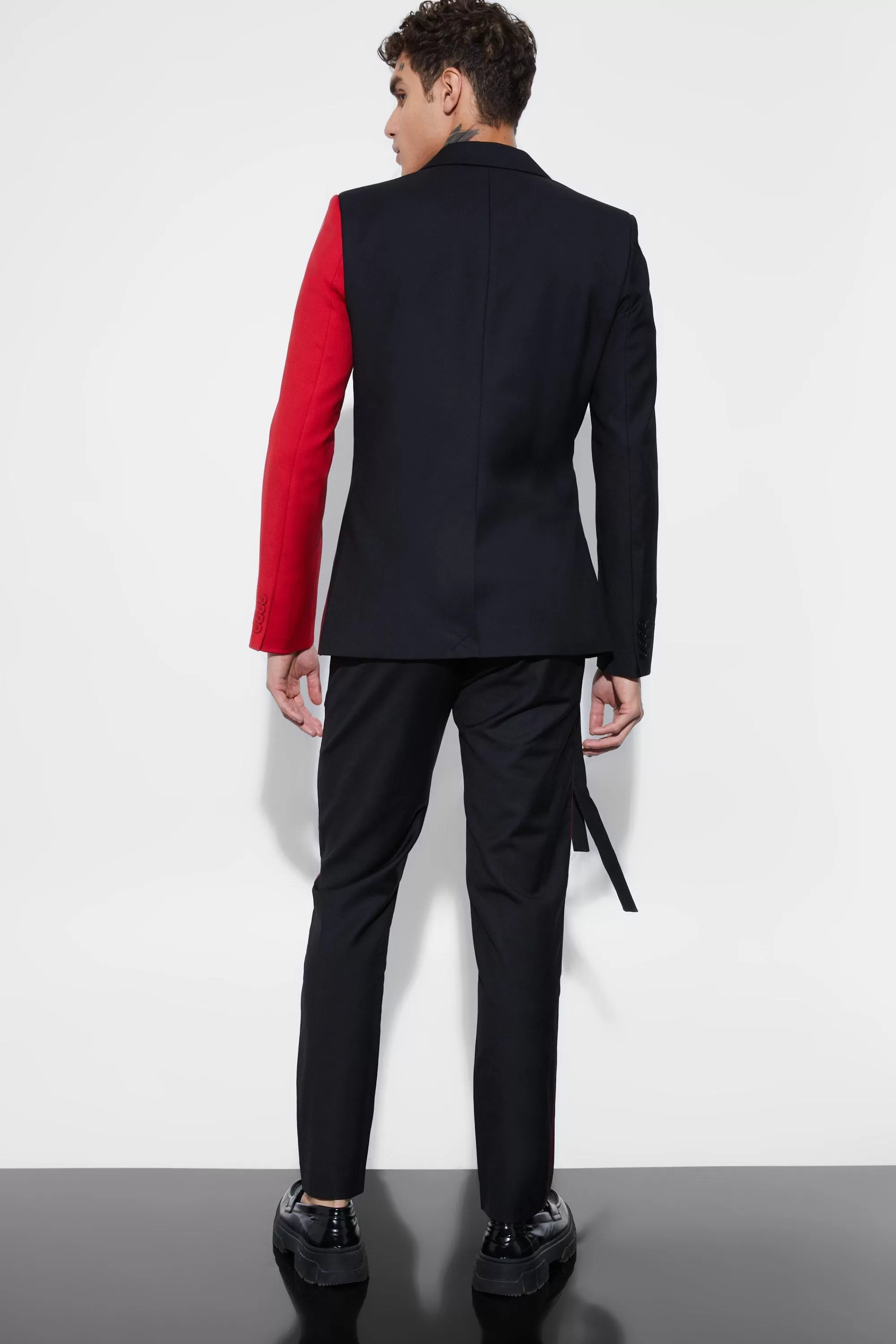 boohooMAN Skinny Fit Colour Block Panel Suit Trouser | UK