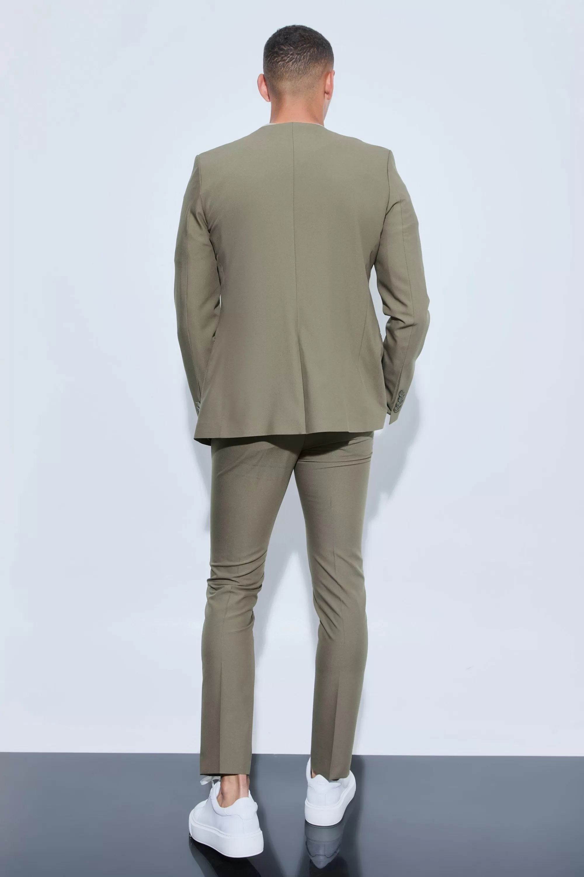 boohooMAN Skinny Fit Cropped Suit Trousers | UK