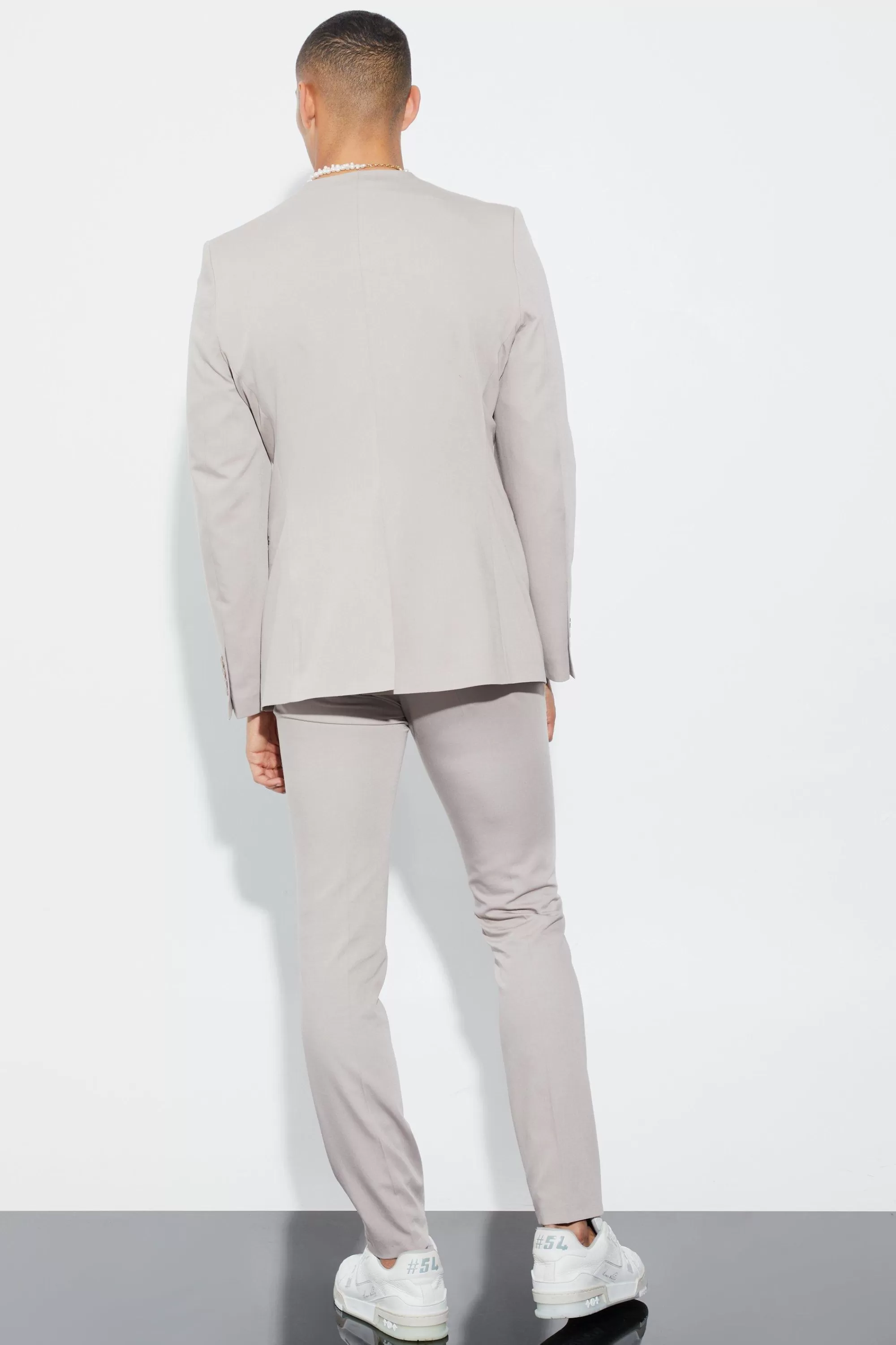 boohooMAN Skinny Fit Cropped Suit Trousers | UK
