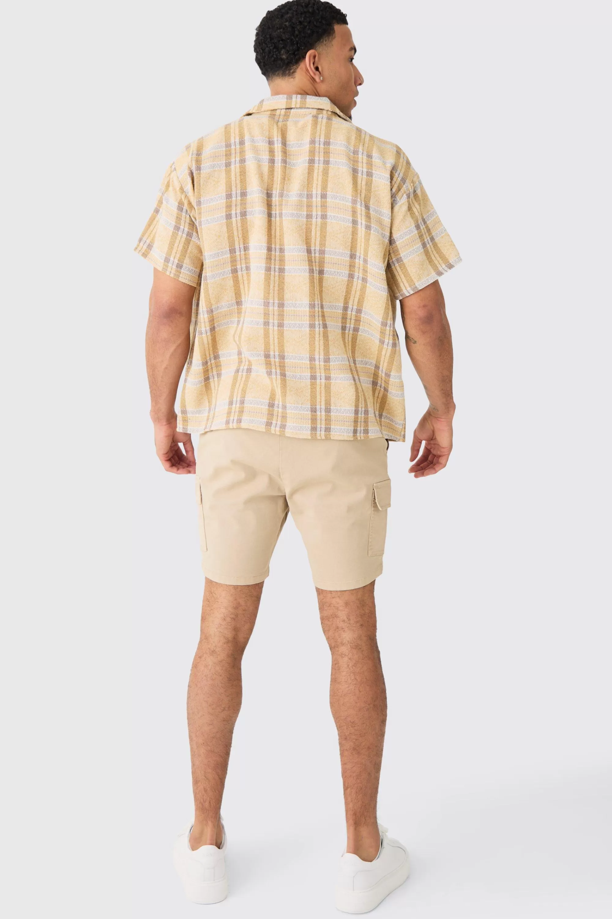 boohooMAN Skinny Fit Elasticated Waist Cargo Shorts In | UK