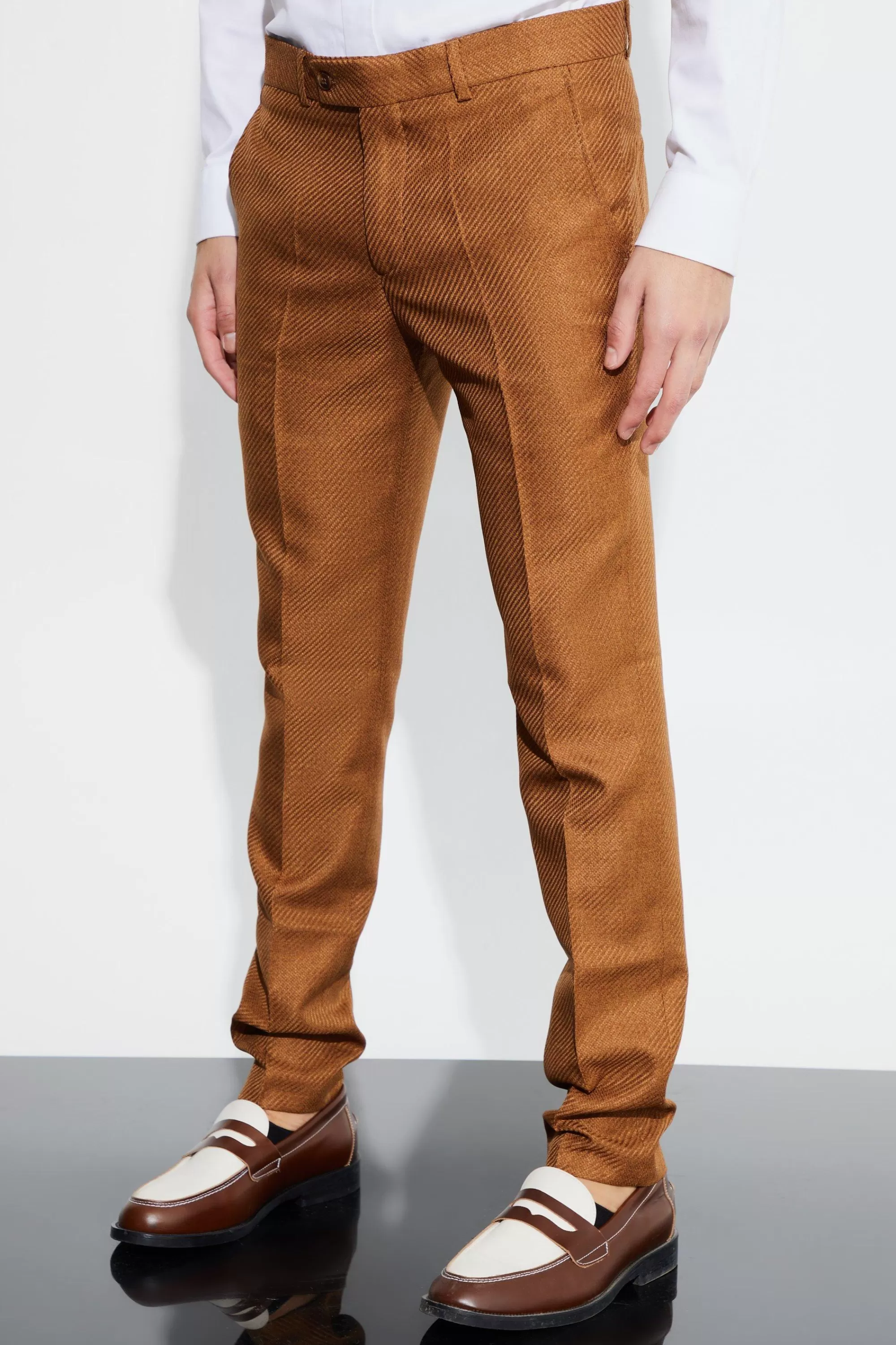 boohooMAN Skinny Fit Marl Suit Trousers | UK