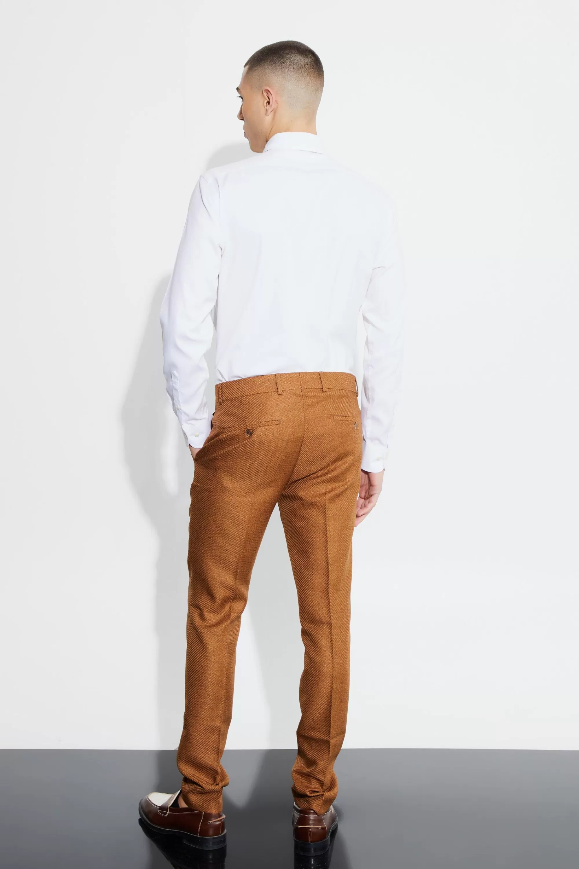 boohooMAN Skinny Fit Marl Suit Trousers | UK