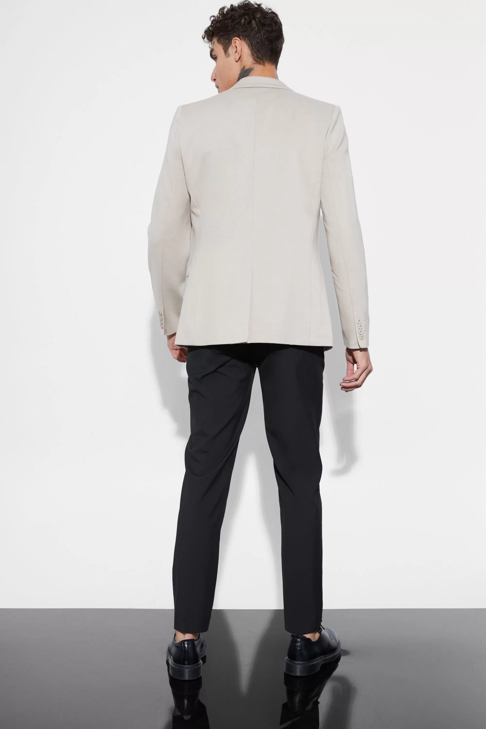 boohooMAN Skinny Fit Single Breasted Jersey Blazer | UK