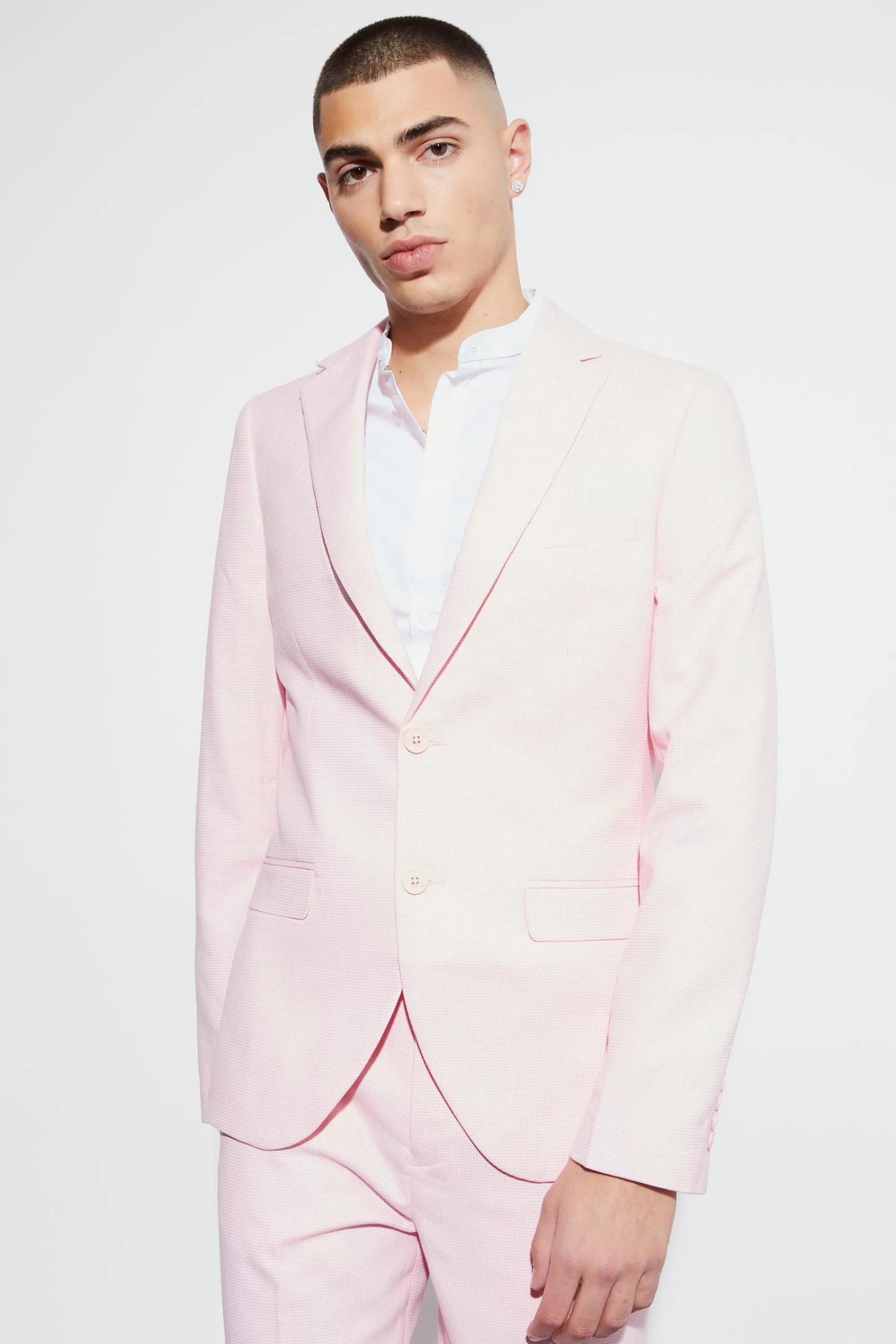 boohooMAN Skinny Micro Texture Suit | UK