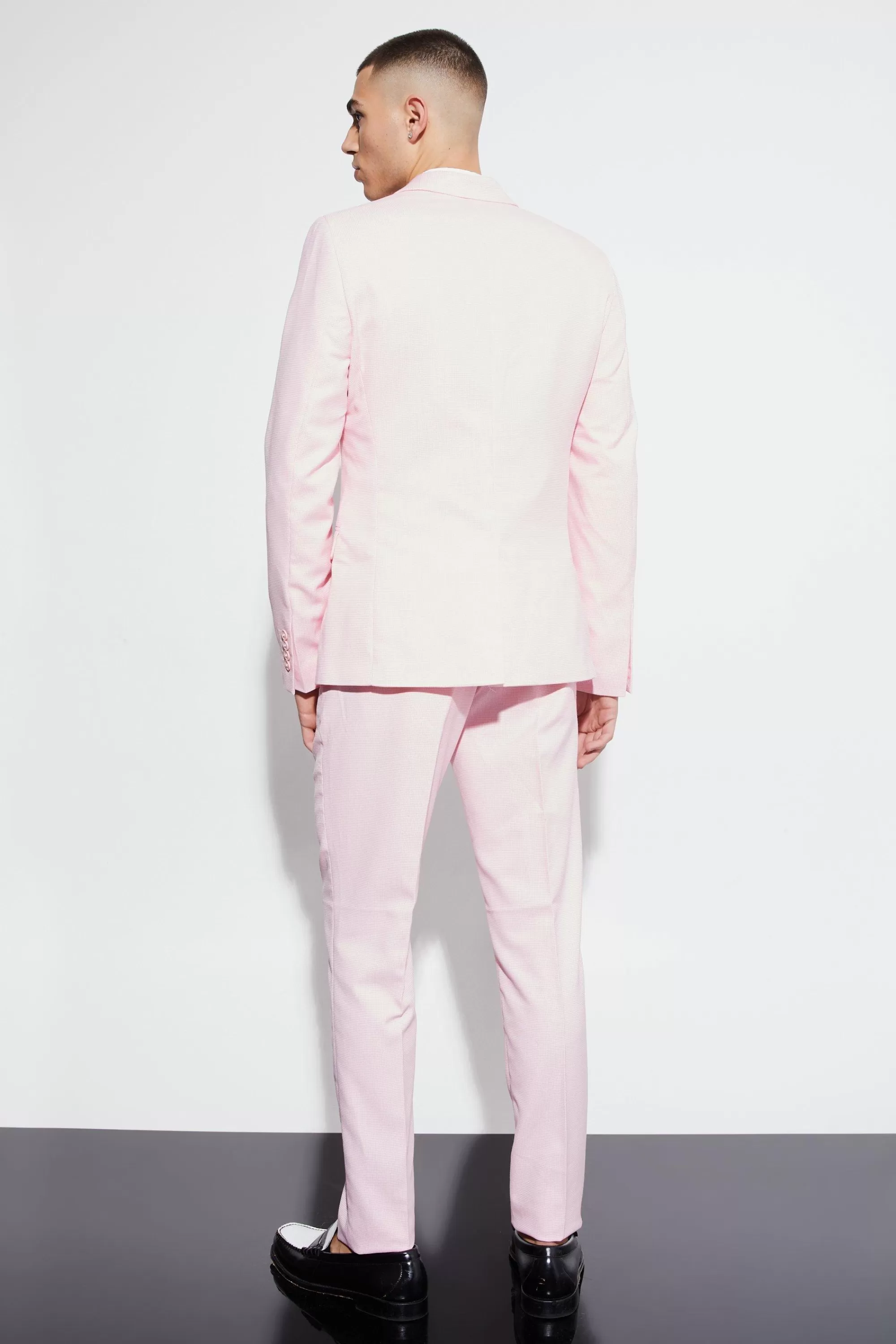 boohooMAN Skinny Micro Texture Suit | UK