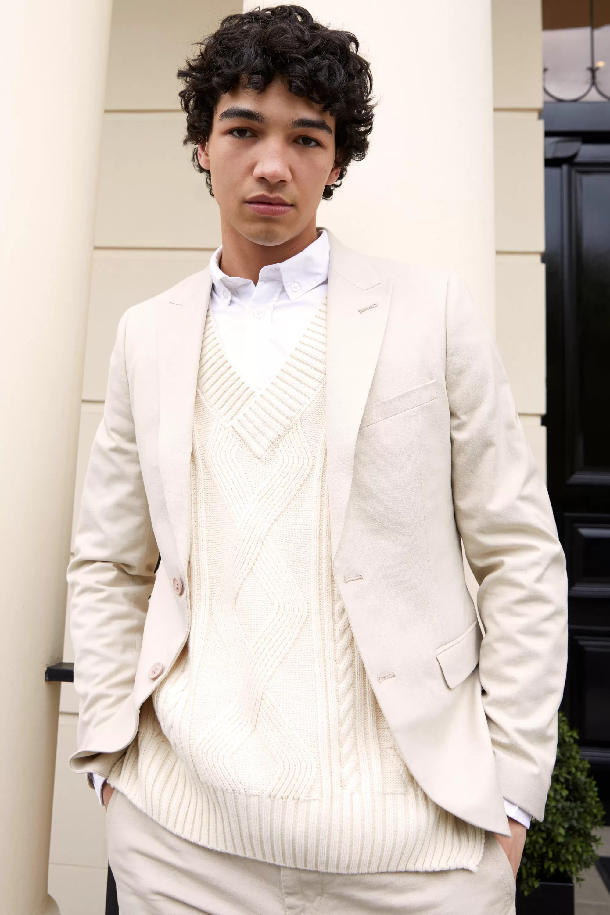 boohooMAN Skinny Single Breasted Linen Suit Jacket | UK