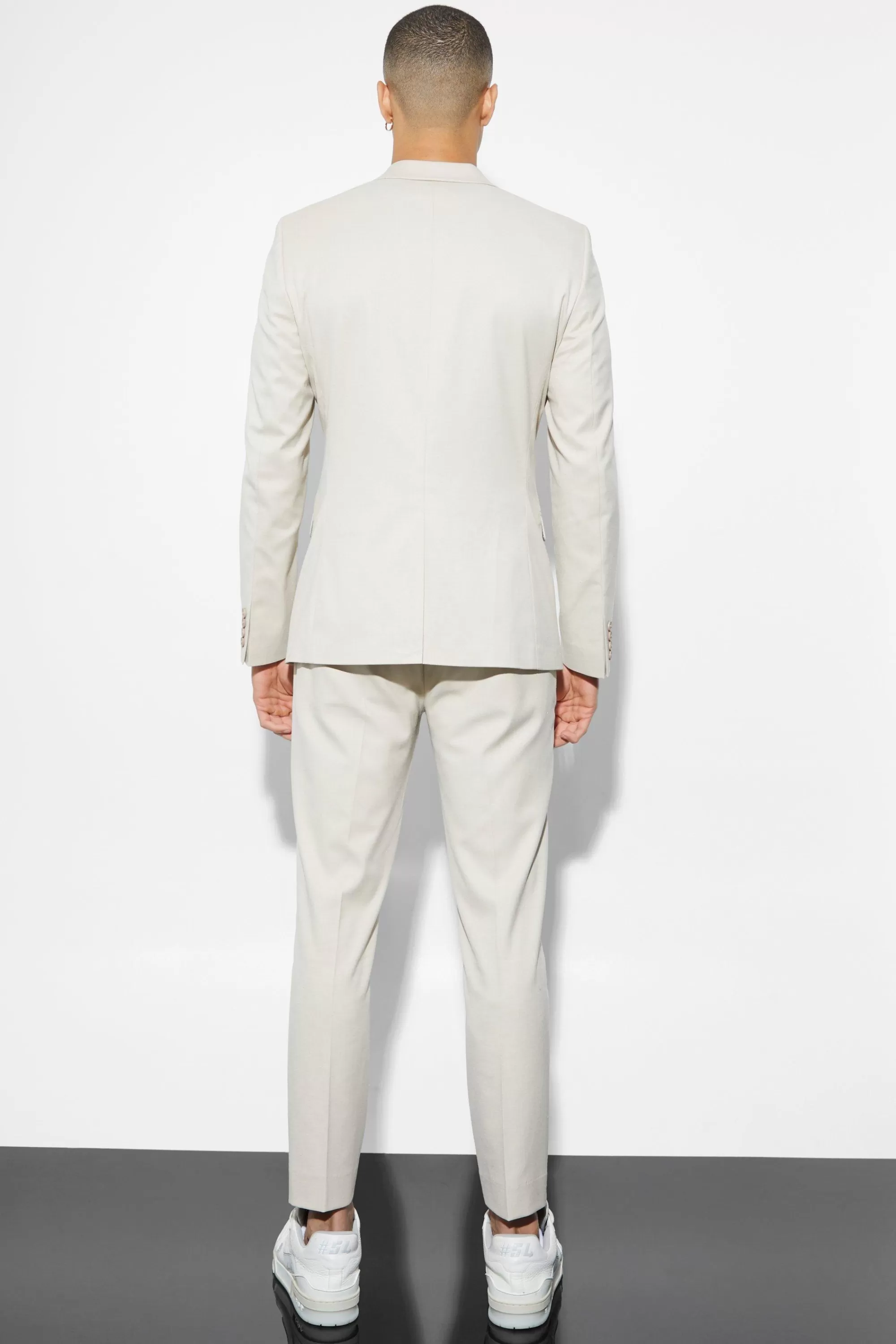 boohooMAN Skinny Single Breasted Linen Suit Jacket | UK