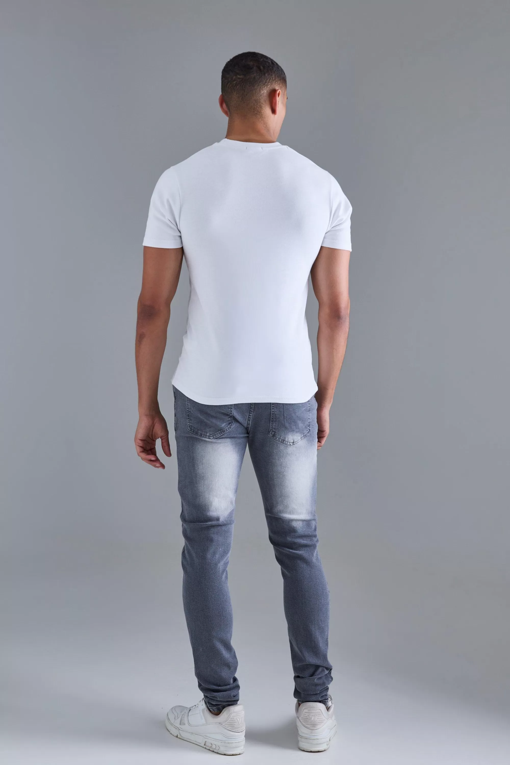 boohooMAN Skinny Stacked Distressed Ripped Jeans In | UK
