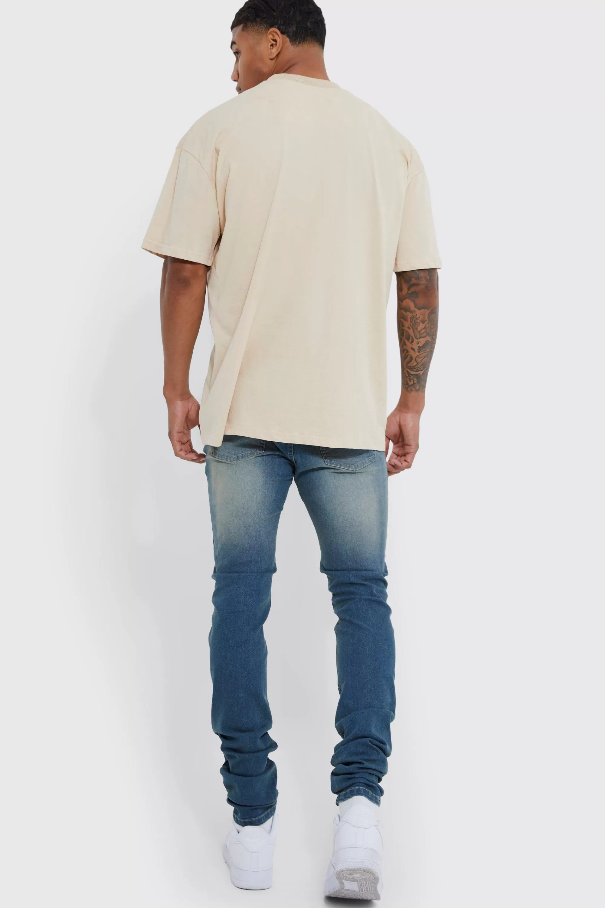 boohooMAN Skinny Stacked Extreme Washed Jeans | UK