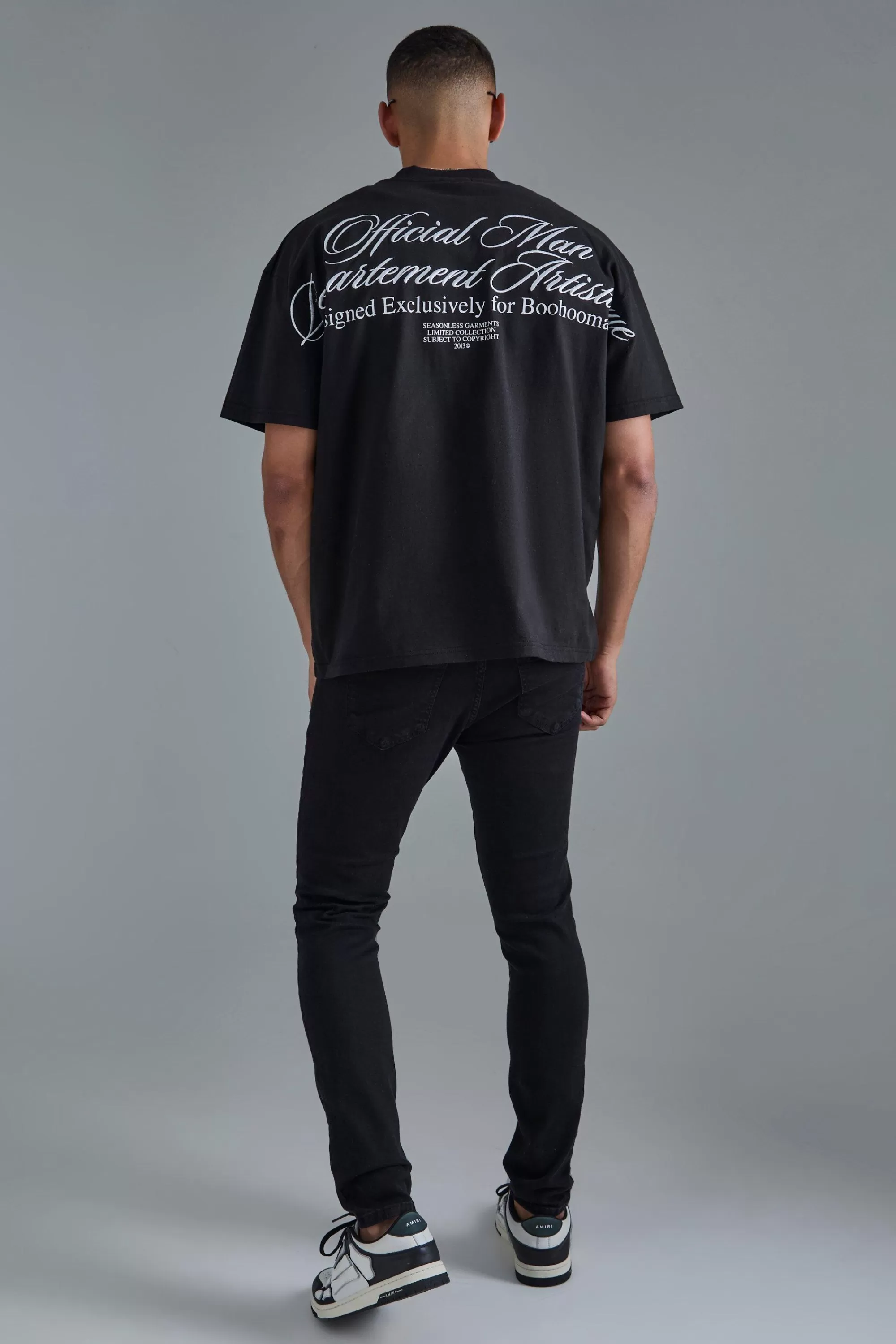 boohooMAN Skinny Stretch All Over Rip Jeans | UK