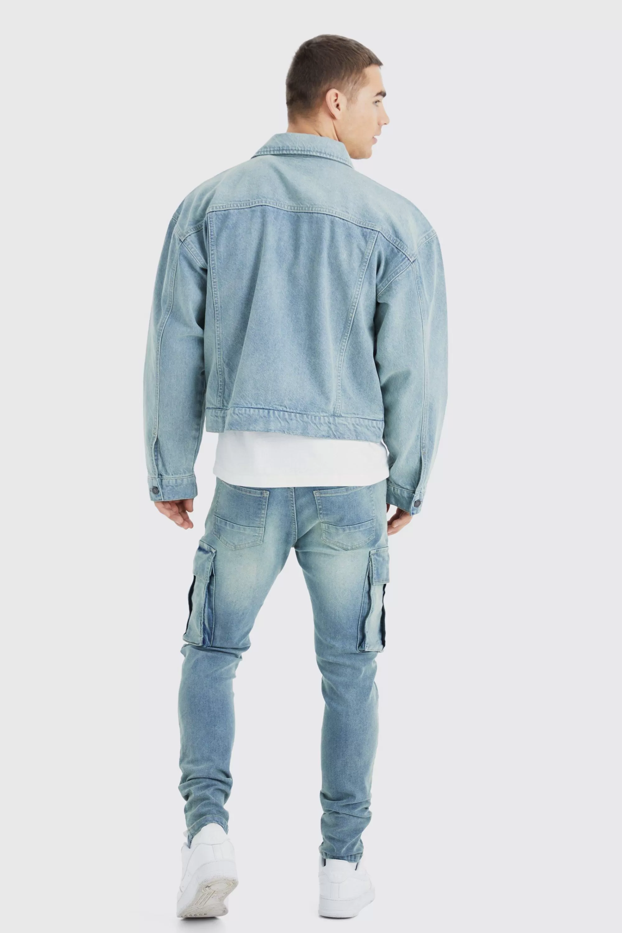 boohooMAN Skinny Stretch Cargo Jean | UK