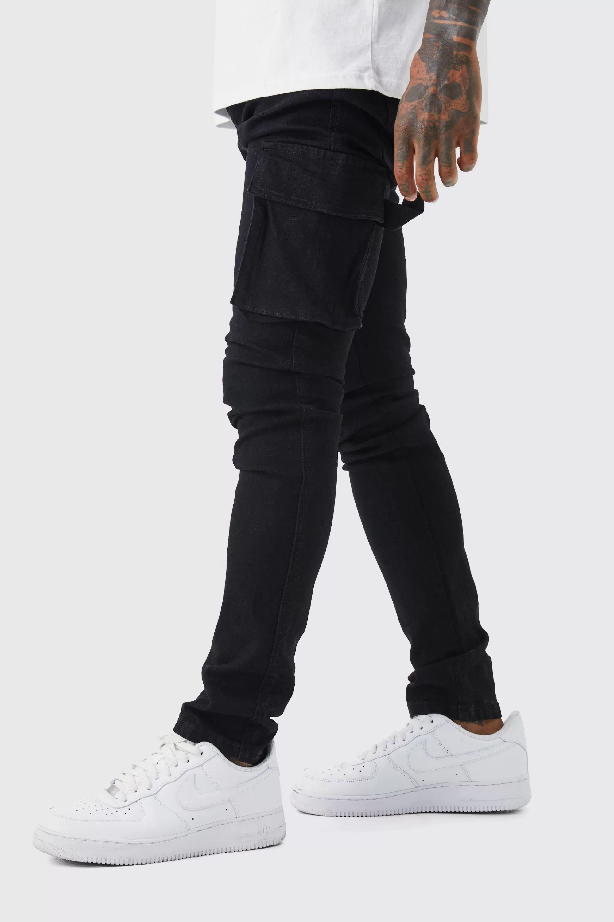 boohooMAN Skinny Stretch Carpenter Cargo Jean | UK