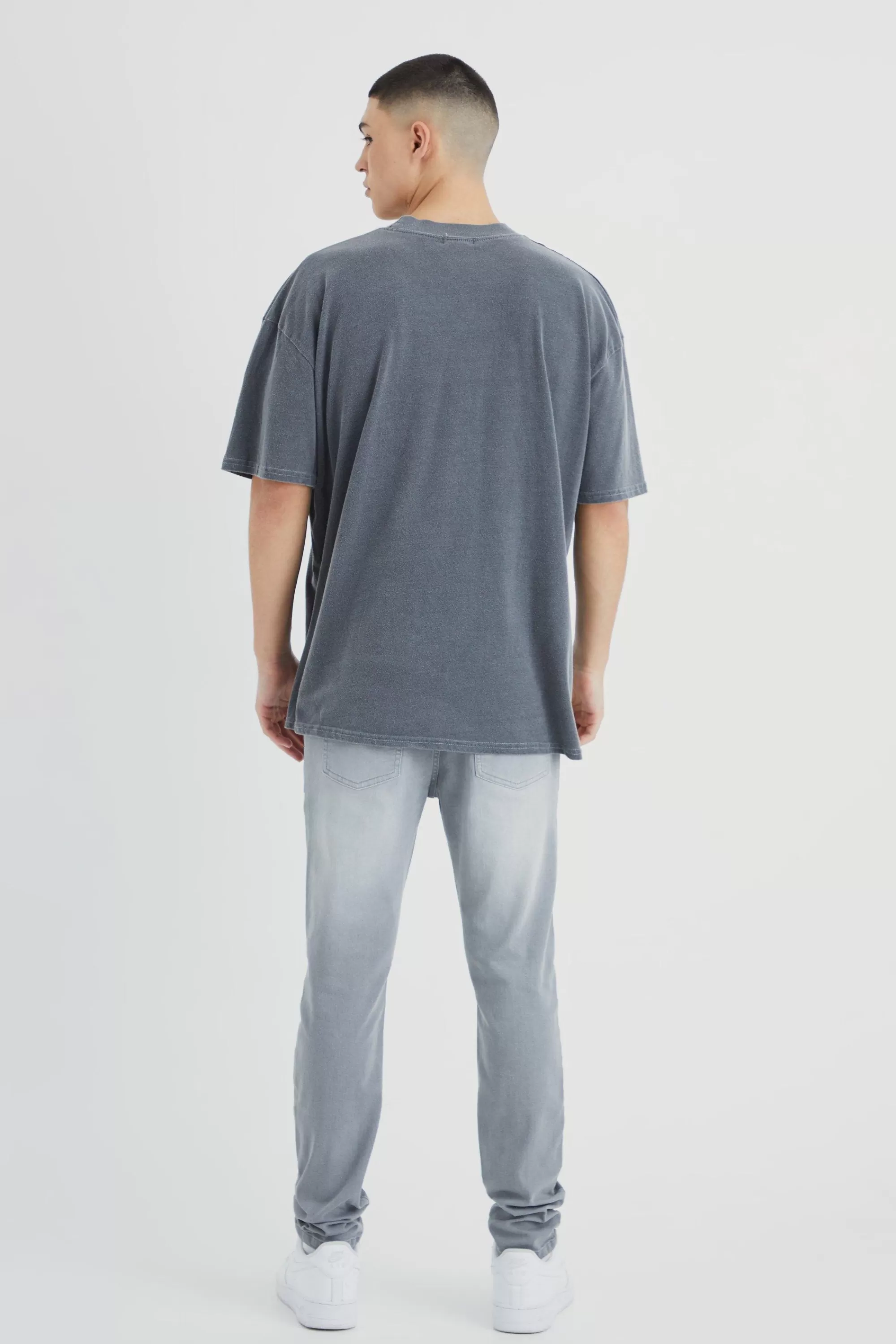 boohooMAN Skinny Stretch Extreme Knee Rip Jeans | UK