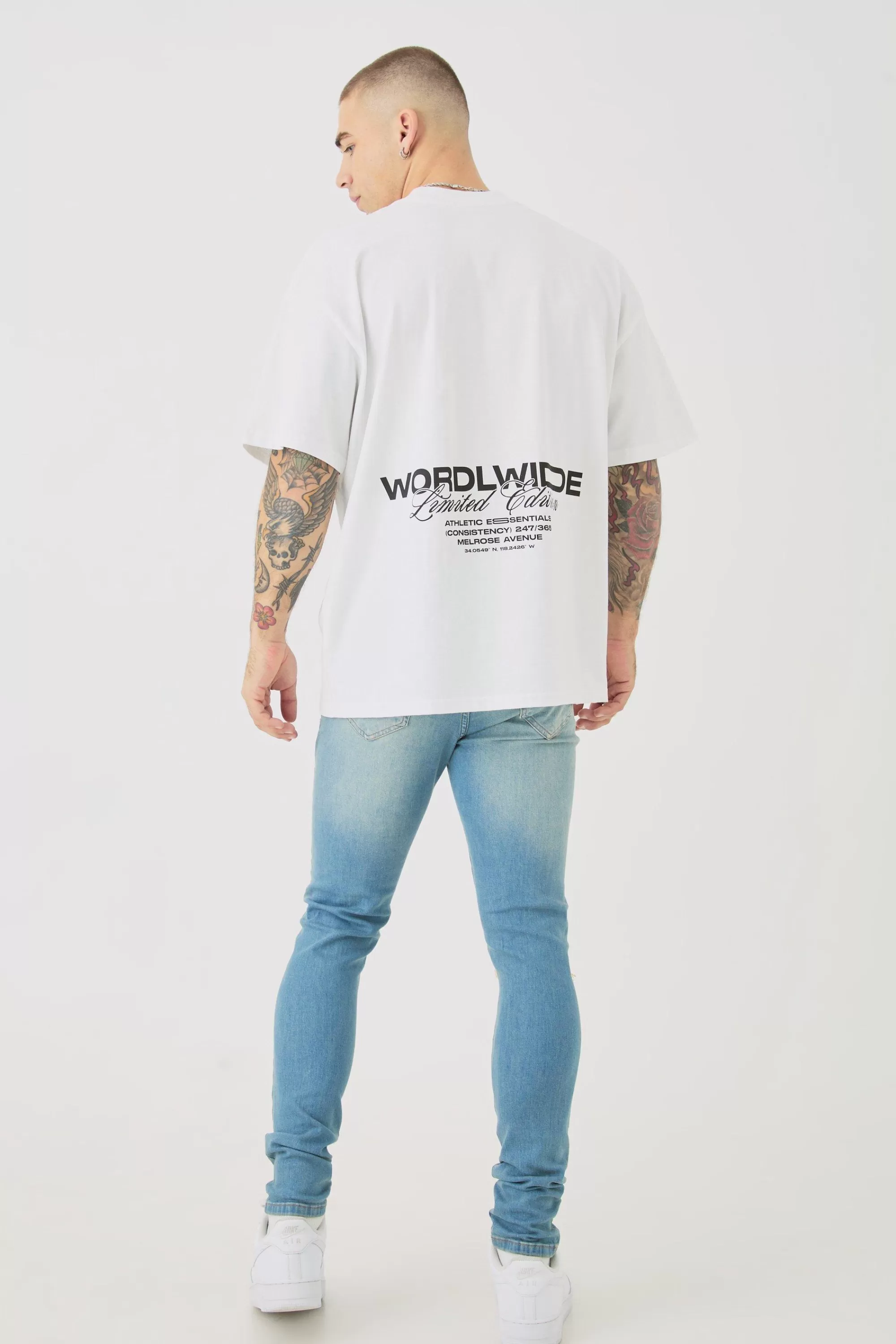 boohooMAN Skinny Stretch Ripped Bandana Jeans In | UK