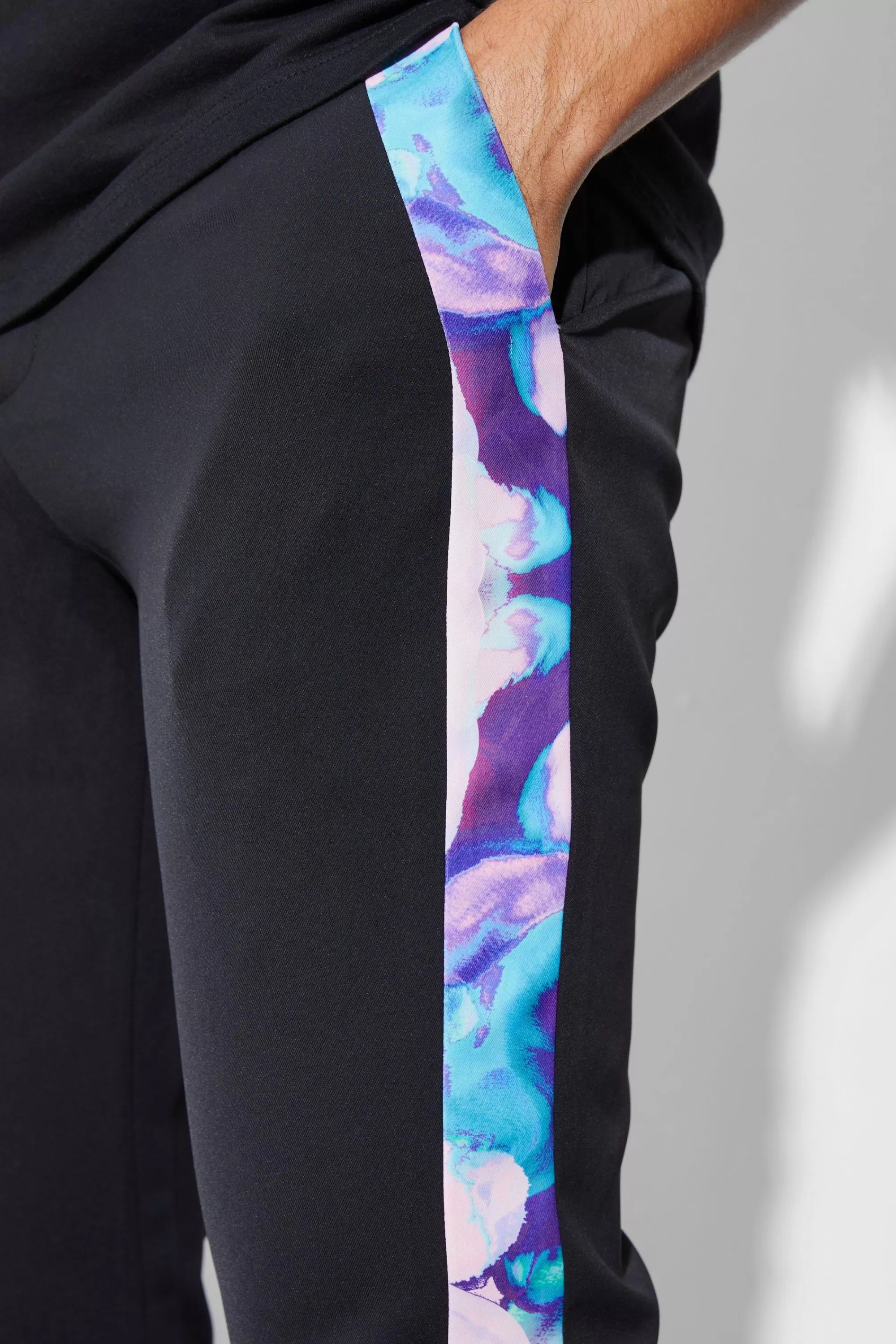 boohooMAN Skinny Tailored Trousers With Blurred Side Tape | UK