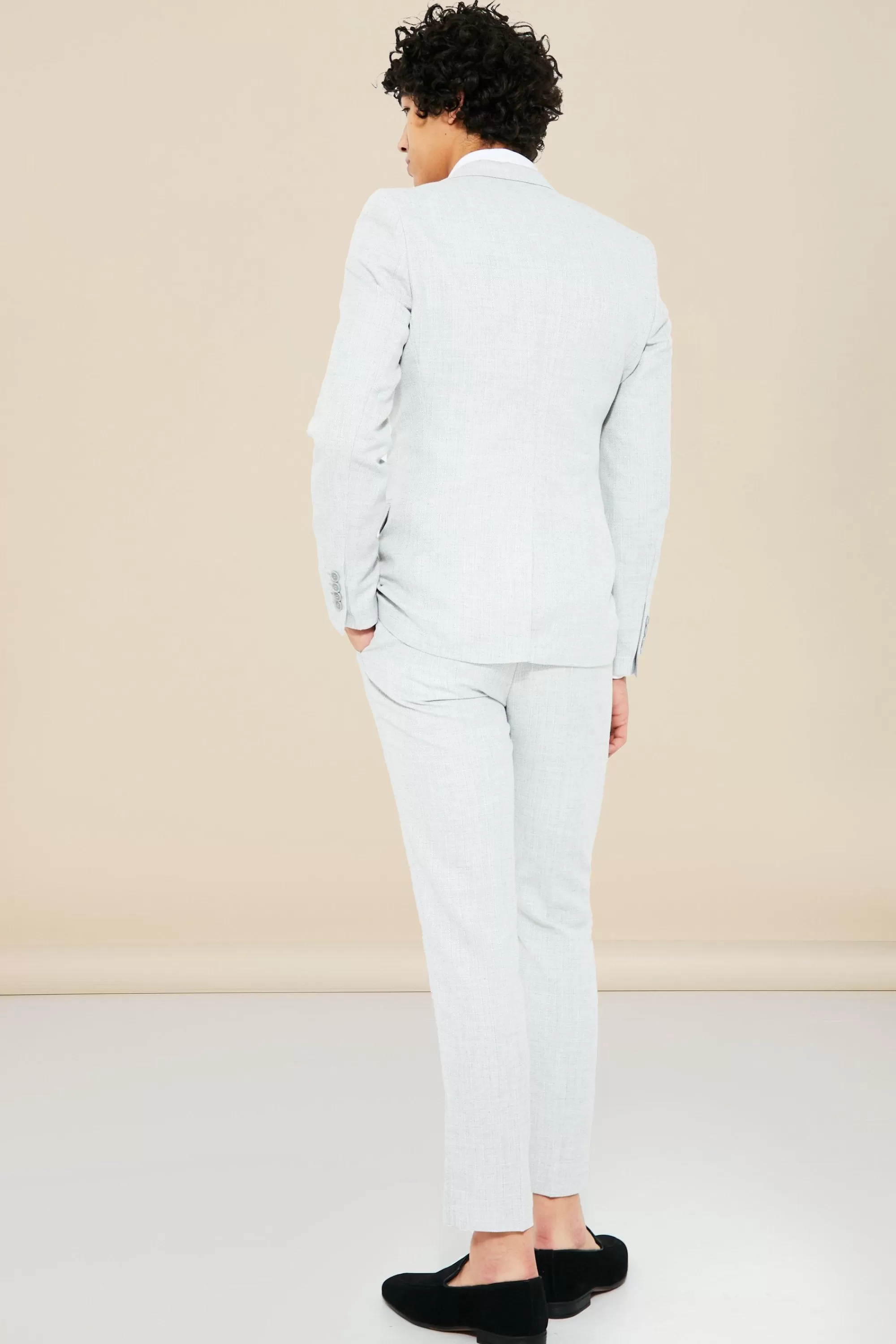 boohooMAN Skinny Textured Suit | UK