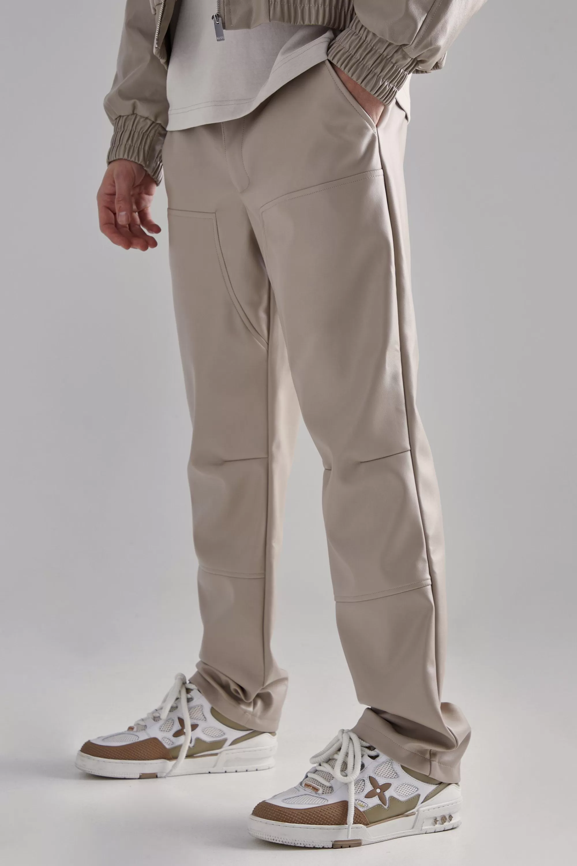 boohooMAN Sleeveless Pu Single Breasted Suit | UK