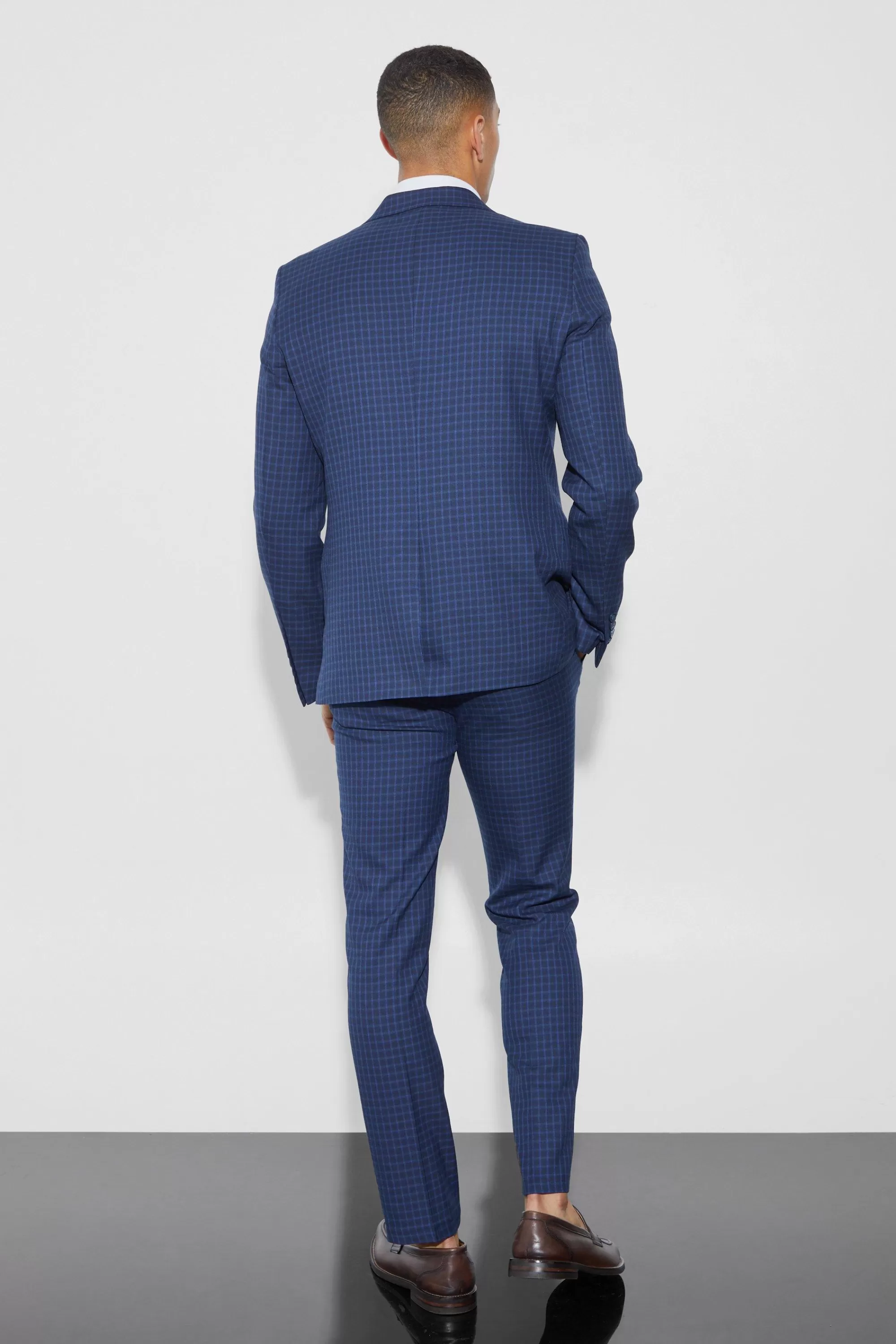 boohooMAN Slim Check Suit Trouser | UK