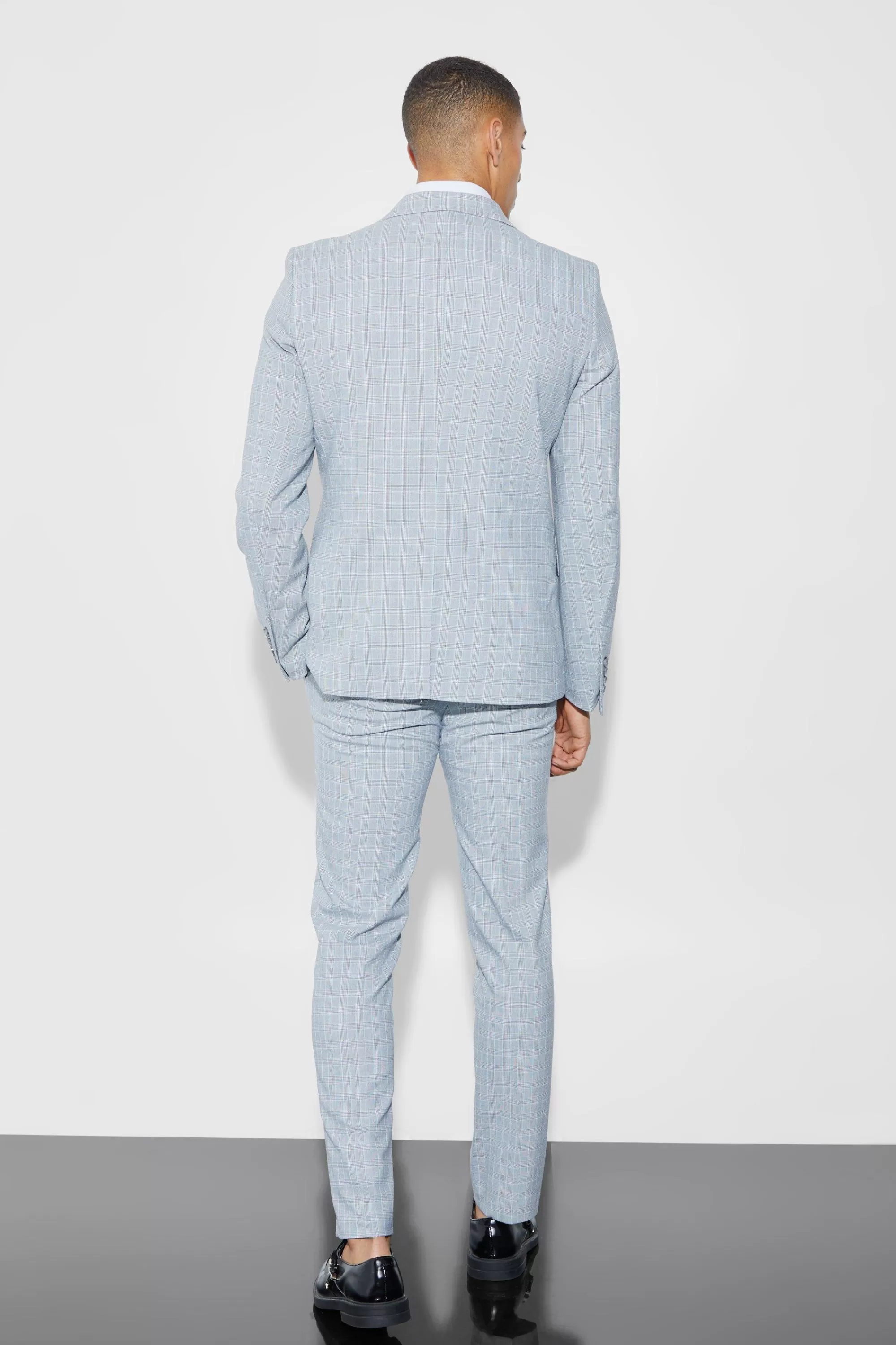 boohooMAN Slim Checked Suit Trousers | UK