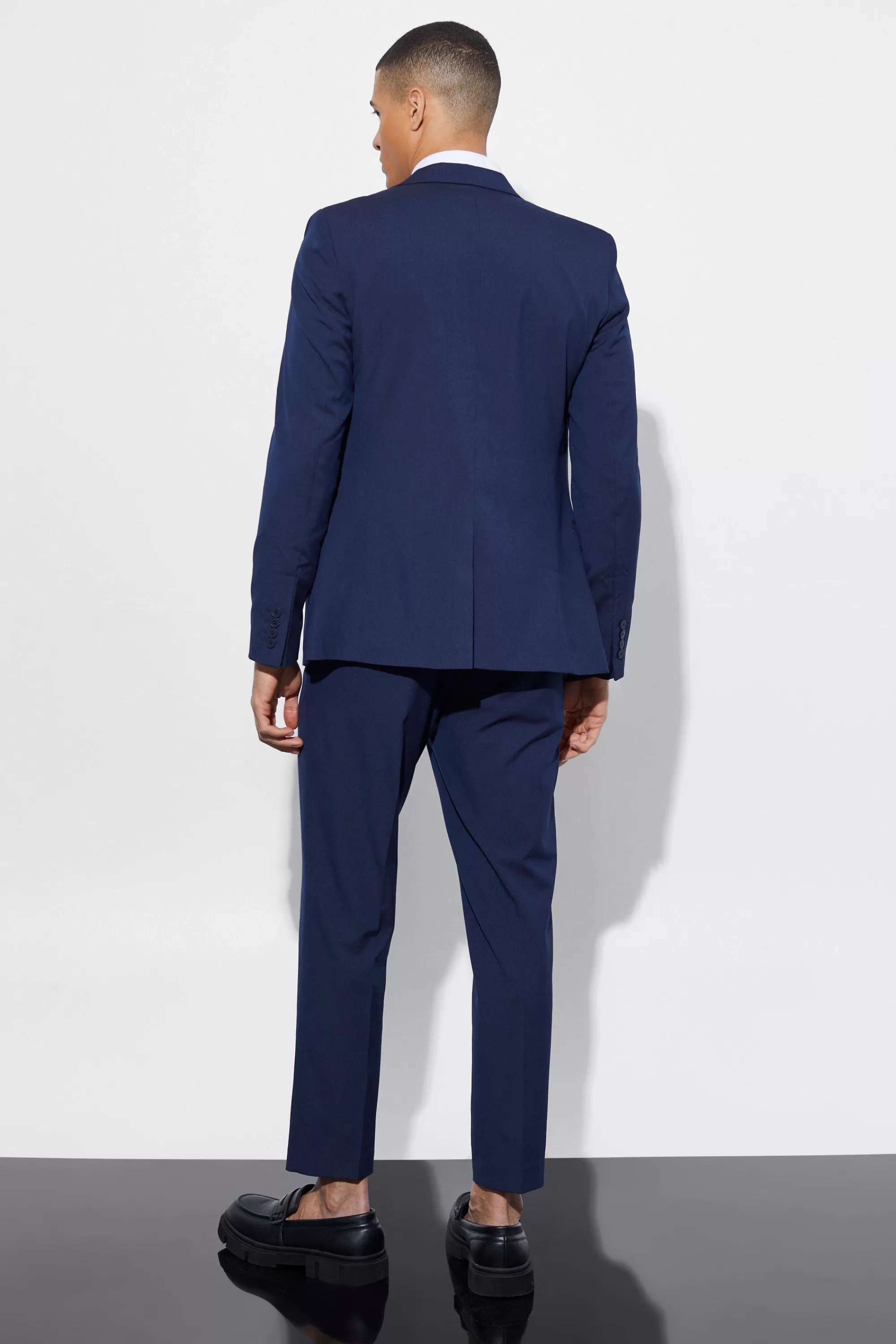 boohooMAN Slim Cropped Suit Trousers | UK