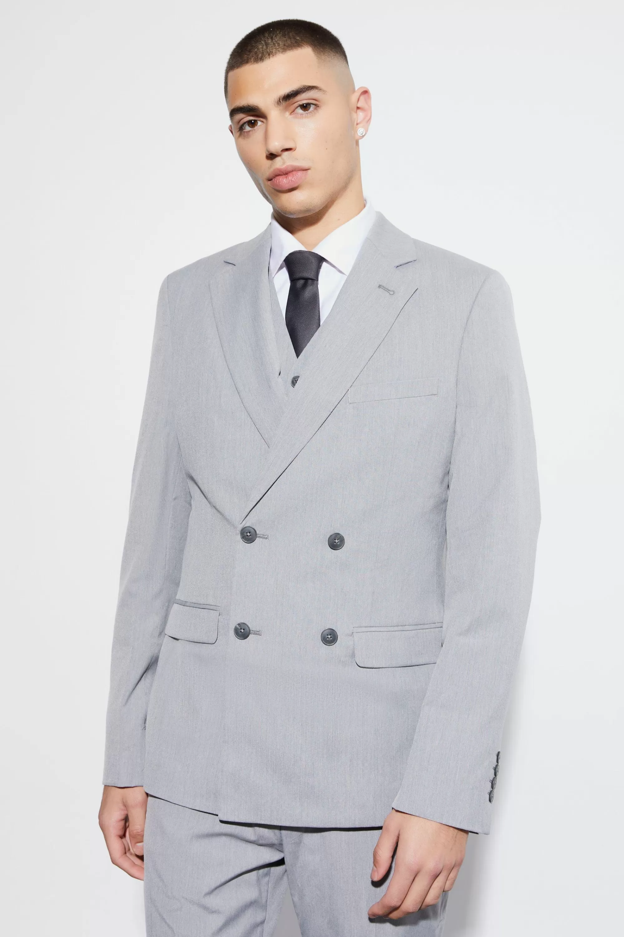boohooMAN Slim Double Breasted Suit Jacket | UK