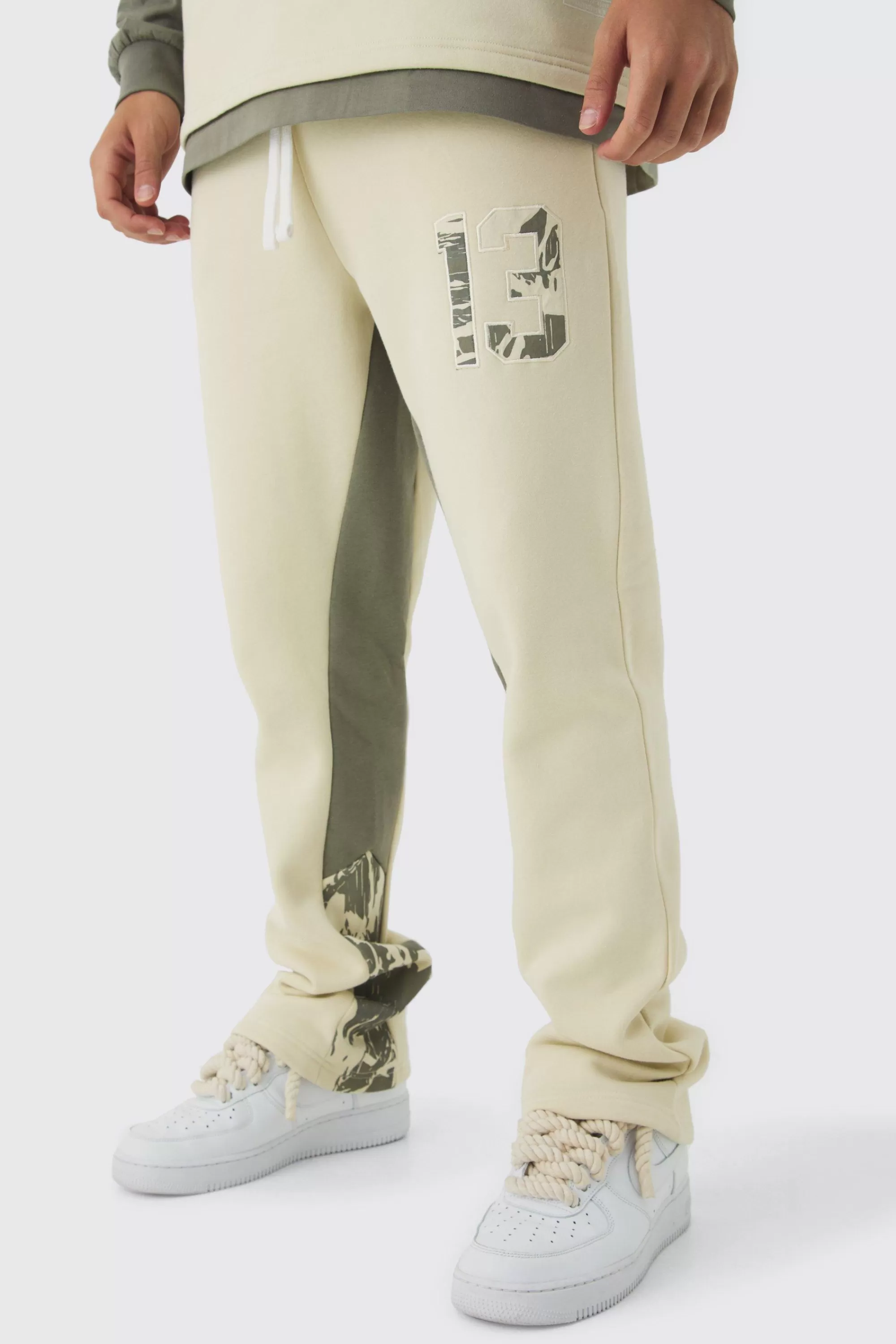 boohooMAN Slim Fit Camo Gusset Joggers | UK