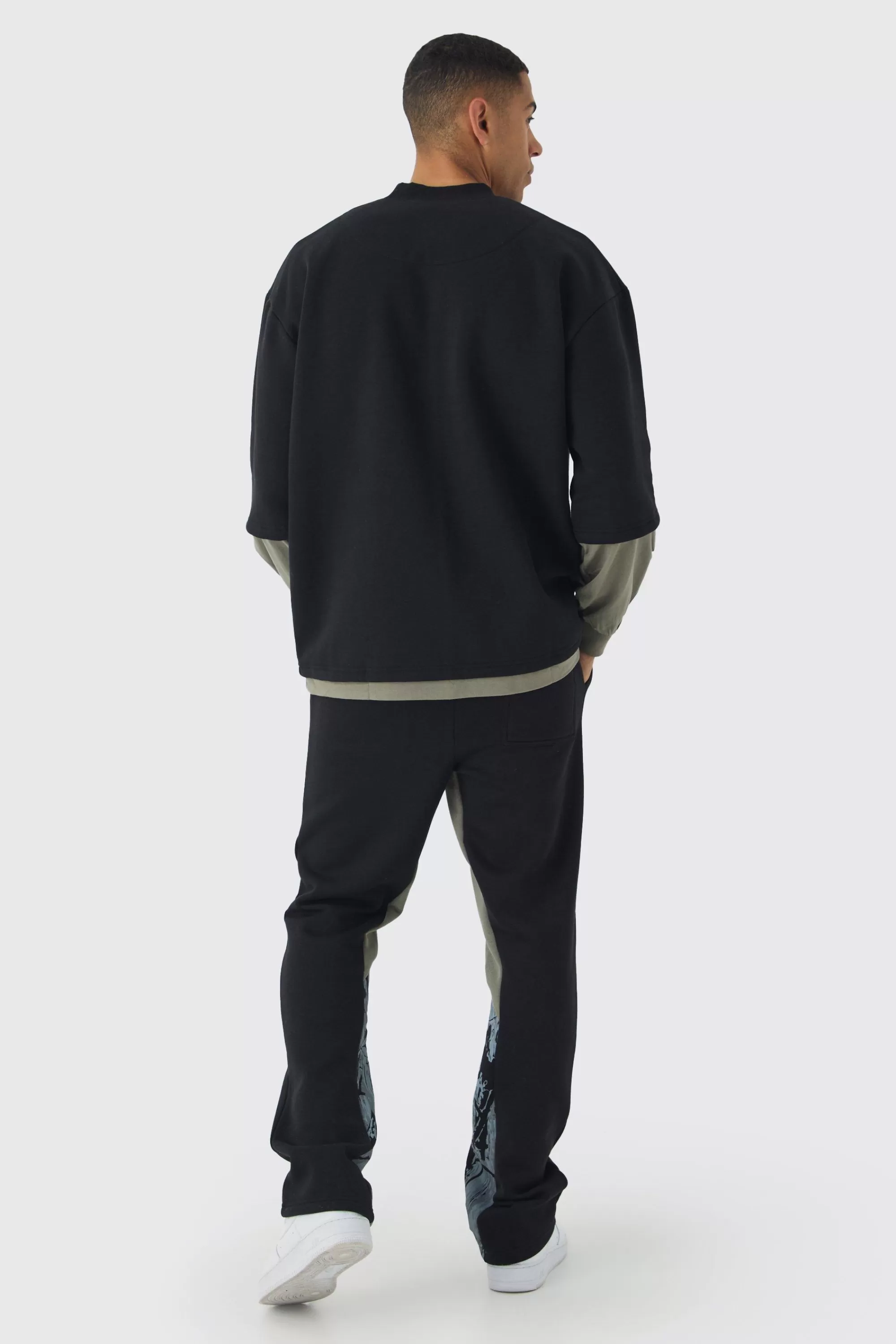 boohooMAN Slim Fit Camo Gusset Joggers | UK