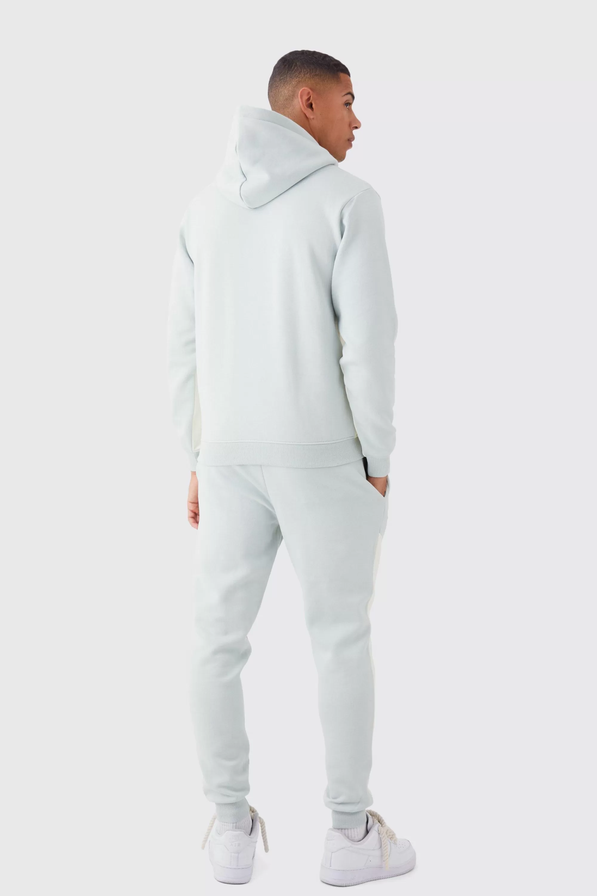 boohooMAN Slim Fit Colour Block Embroidered Tracksuit | UK