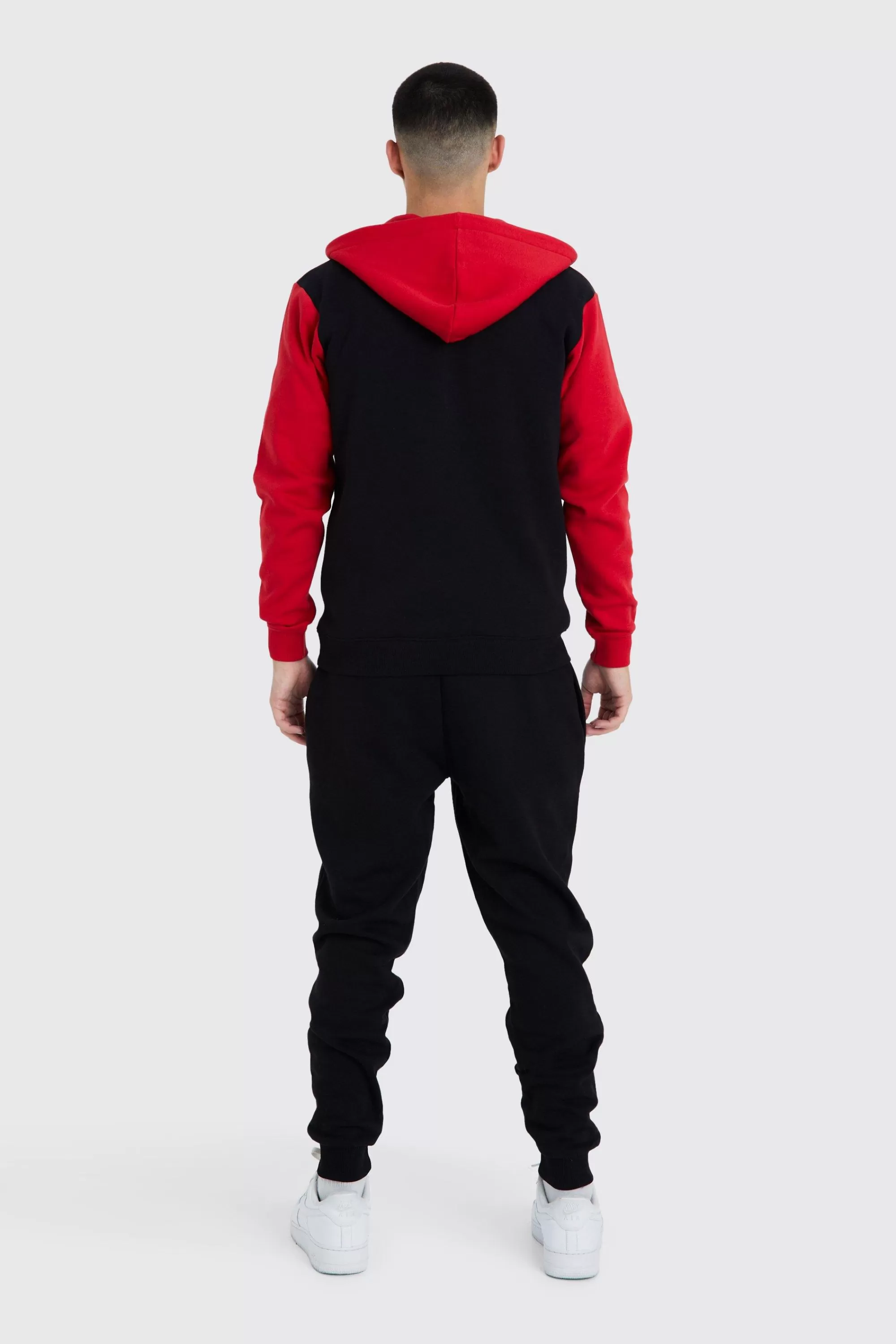 boohooMAN Slim Fit Colour Block Half Zip Tracksuit | UK