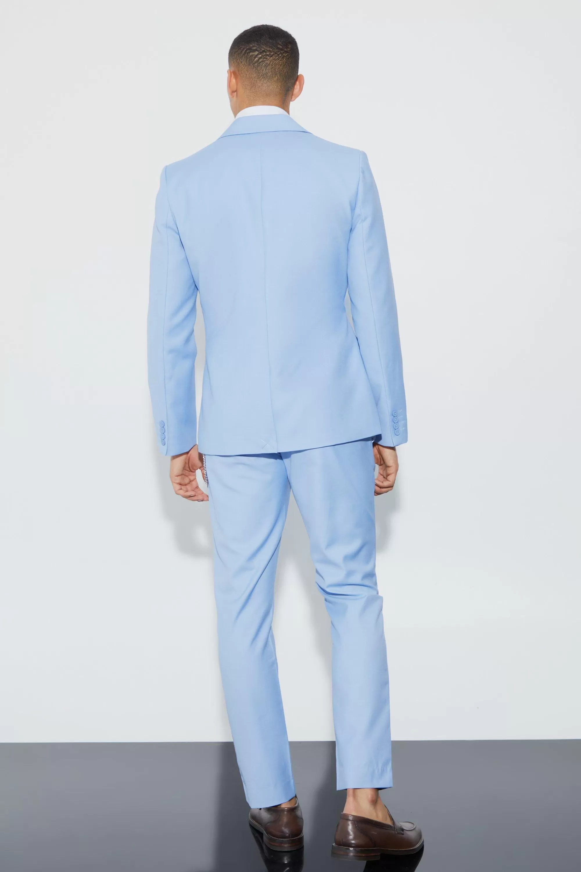 boohooMAN Slim Fit Colour Block Wrap Front Suit | UK