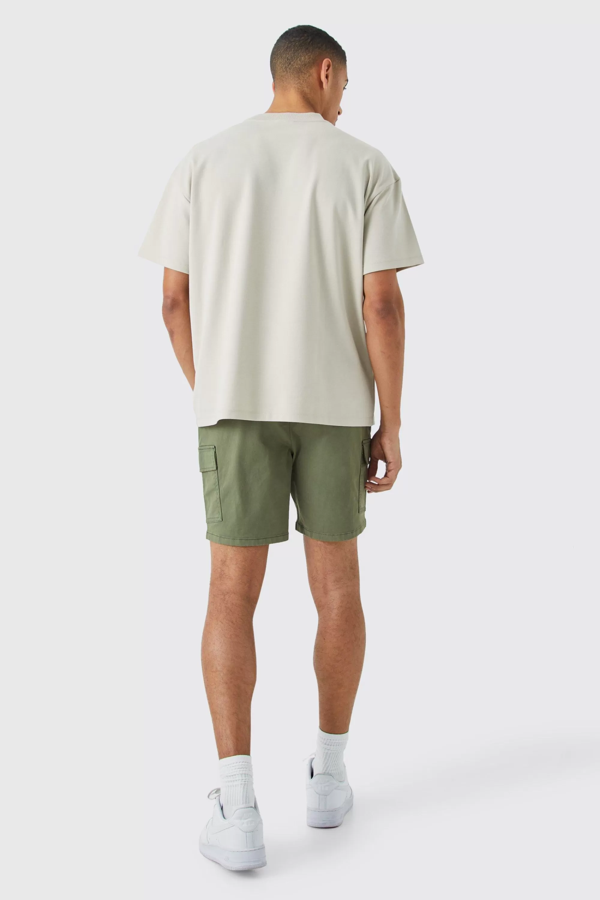 boohooMAN Slim Fit Elasticated Waist Cargo Shorts | UK