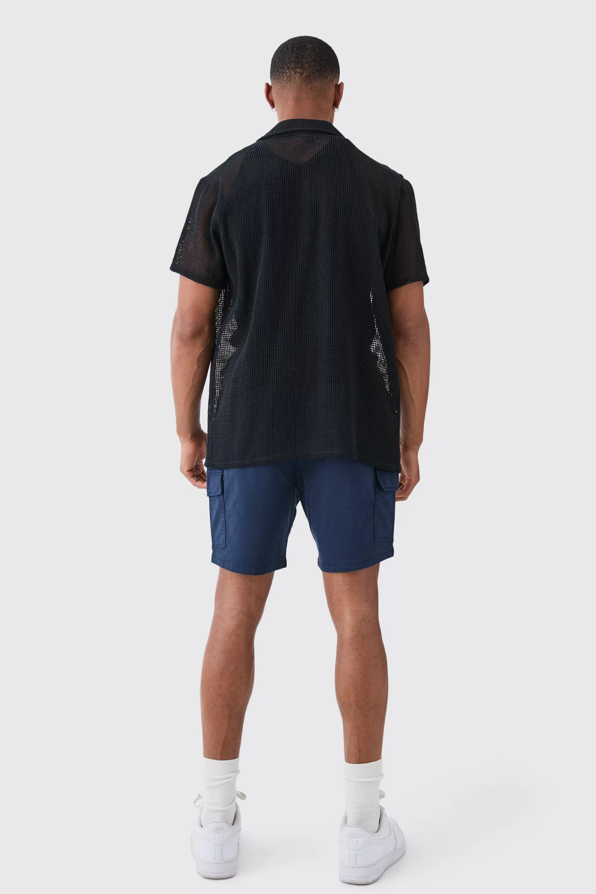 boohooMAN Slim Fit Elasticated Waist Cargo Shorts | UK