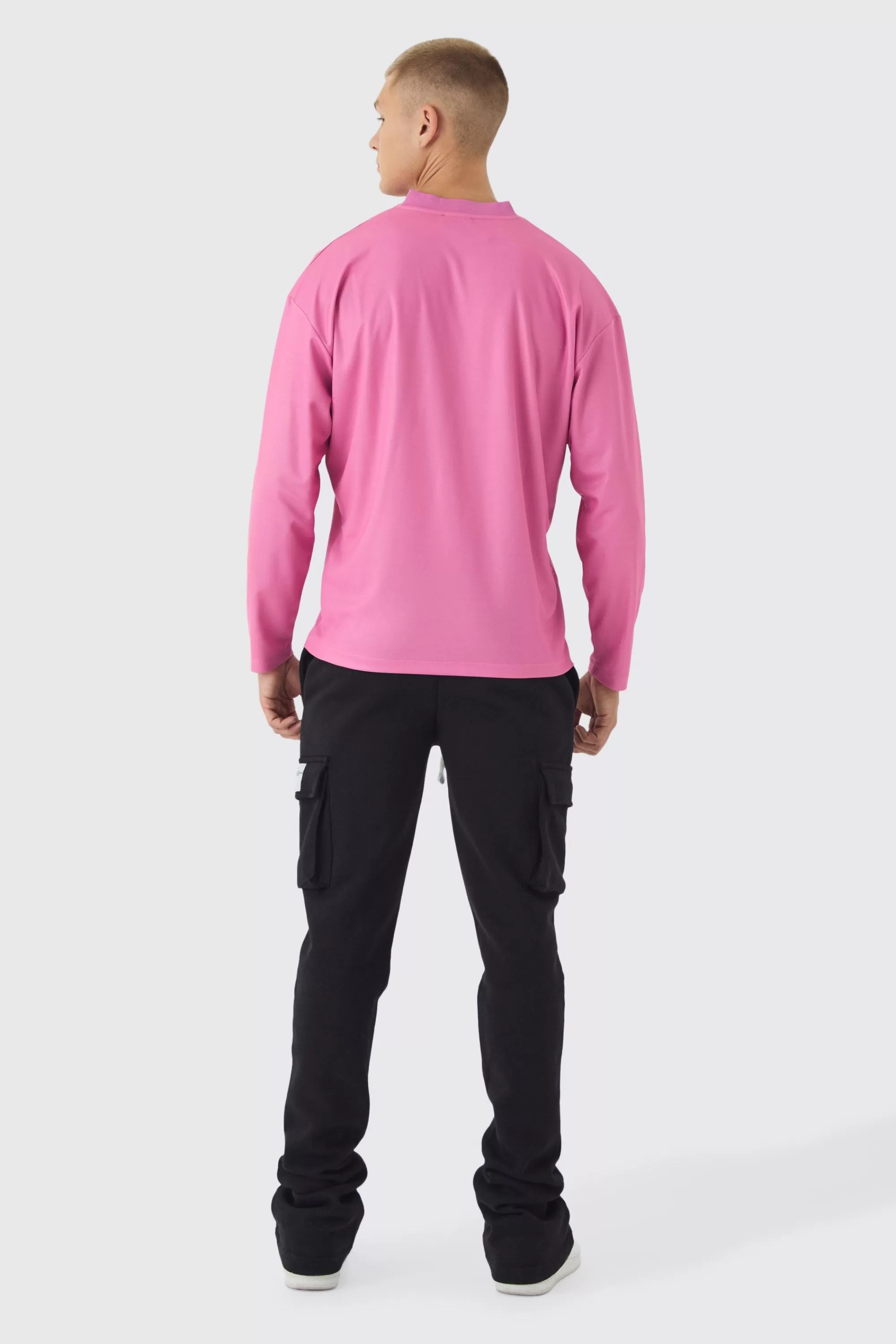 boohooMAN Slim Fit Extreme Stacked Woven Tab Cargo Jogger | UK