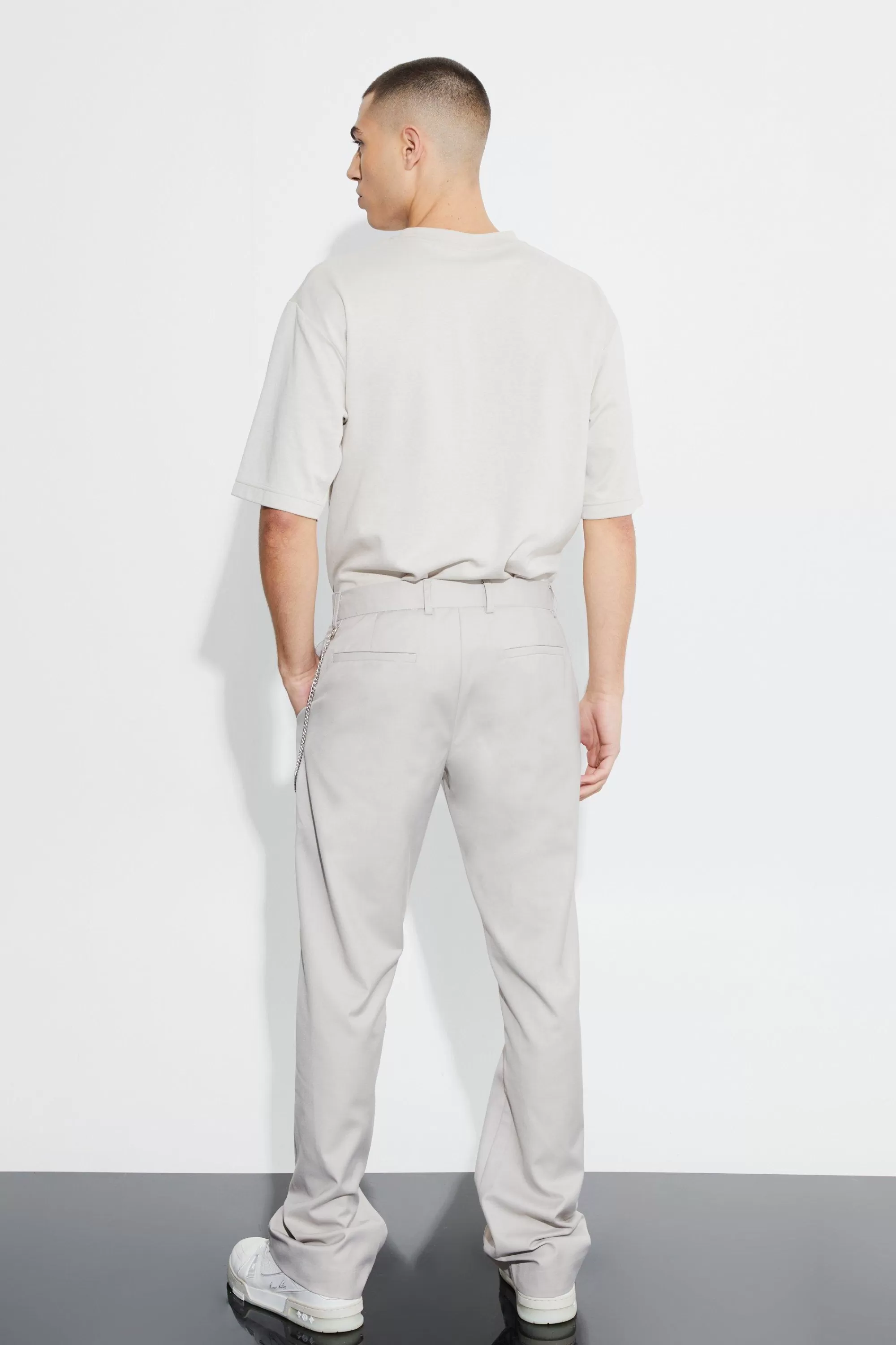 boohooMAN Slim Fit Flare Colour Block Panel Trouser | UK