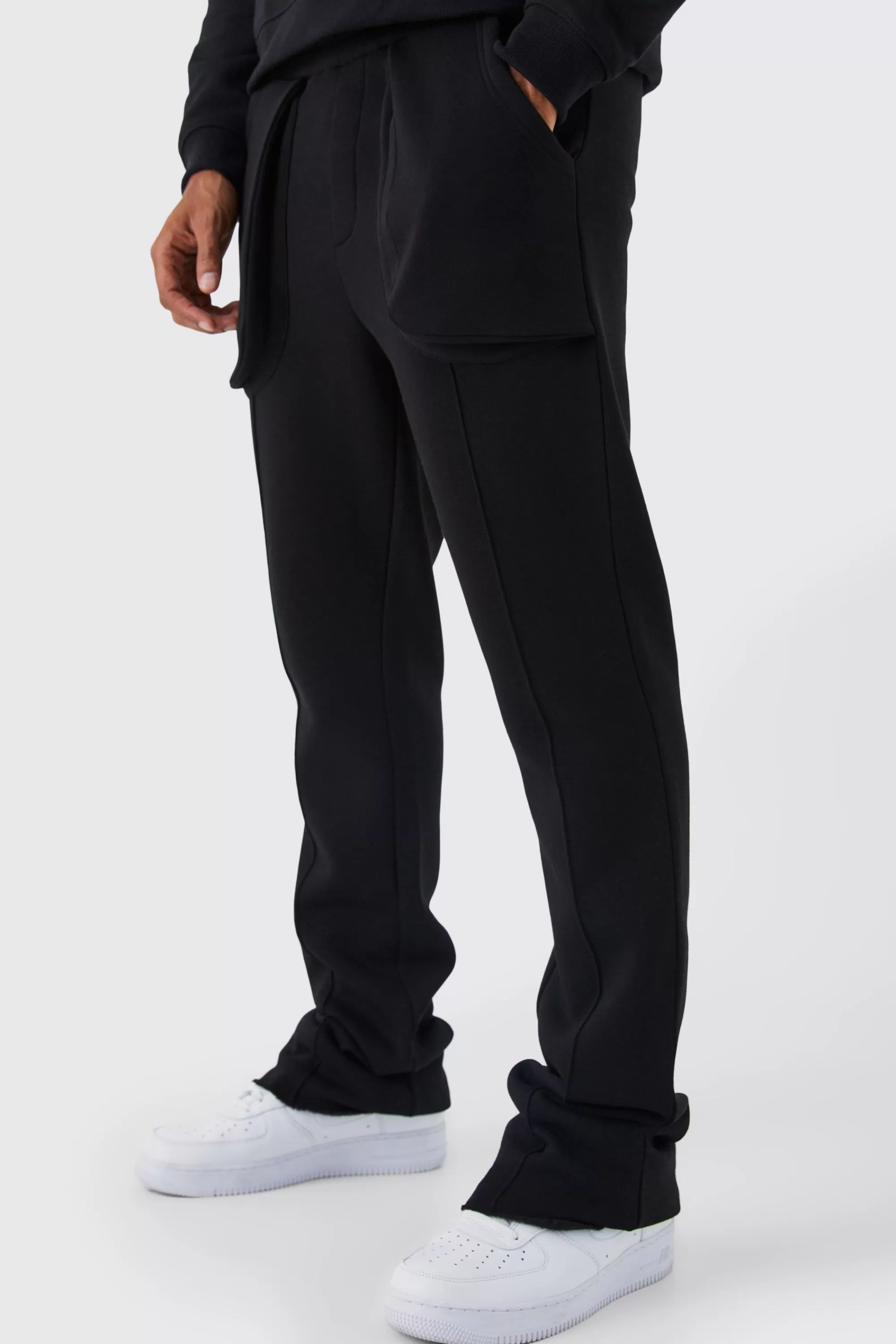 boohooMAN Slim Fit Flared Stacked 3d Pocket Jogger | UK
