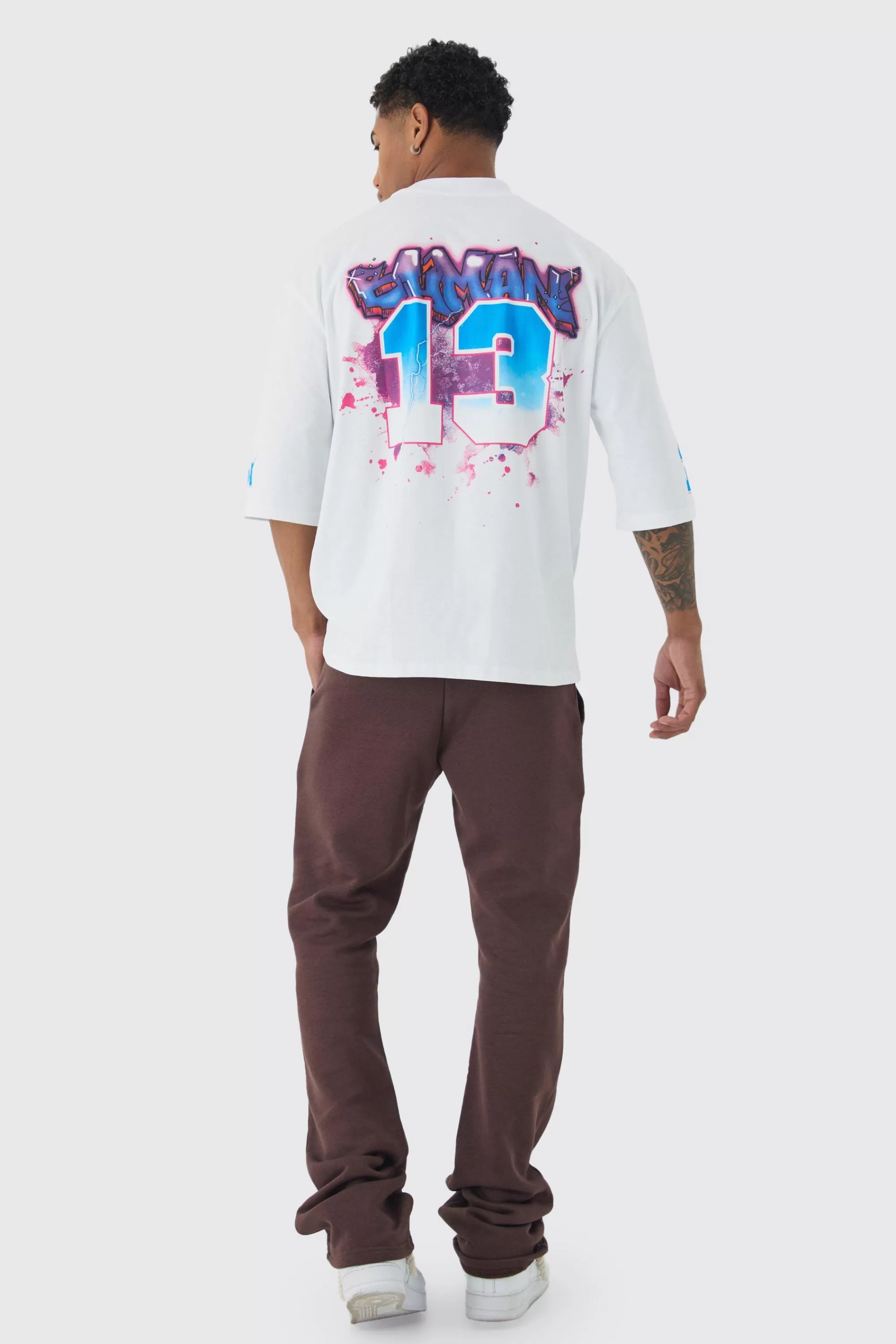 boohooMAN Slim Fit Flared Stacked 3D Pocket Jogger | UK