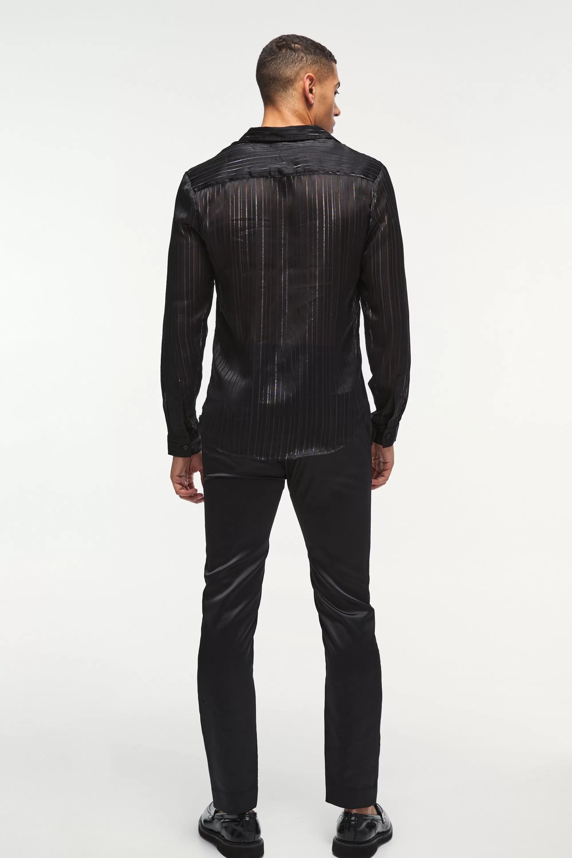 boohooMAN Slim Fit Long Sleeve Mesh Shirt | UK