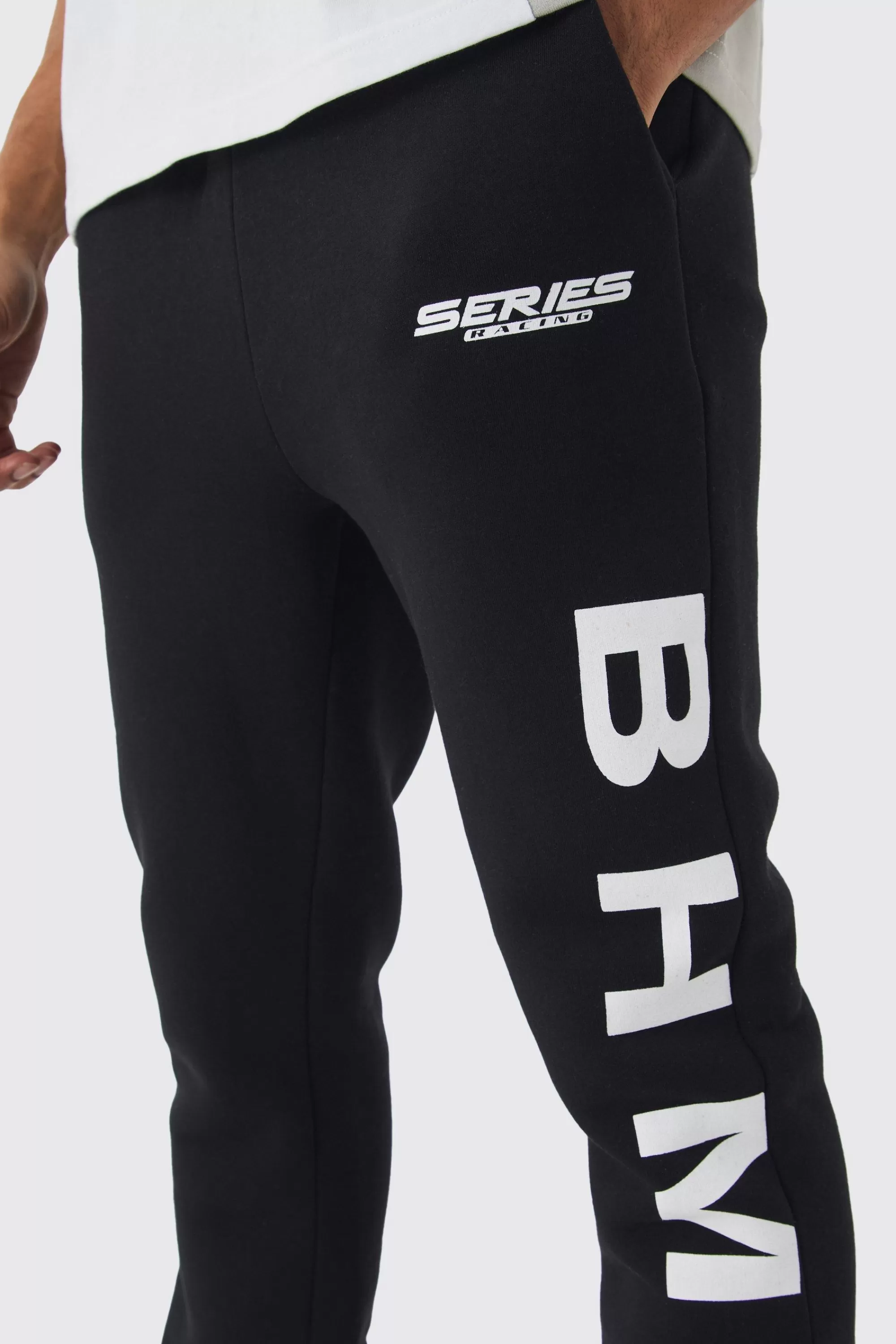 boohooMAN Slim Fit Moto Series Flared Stacked Gusset Jogger | UK