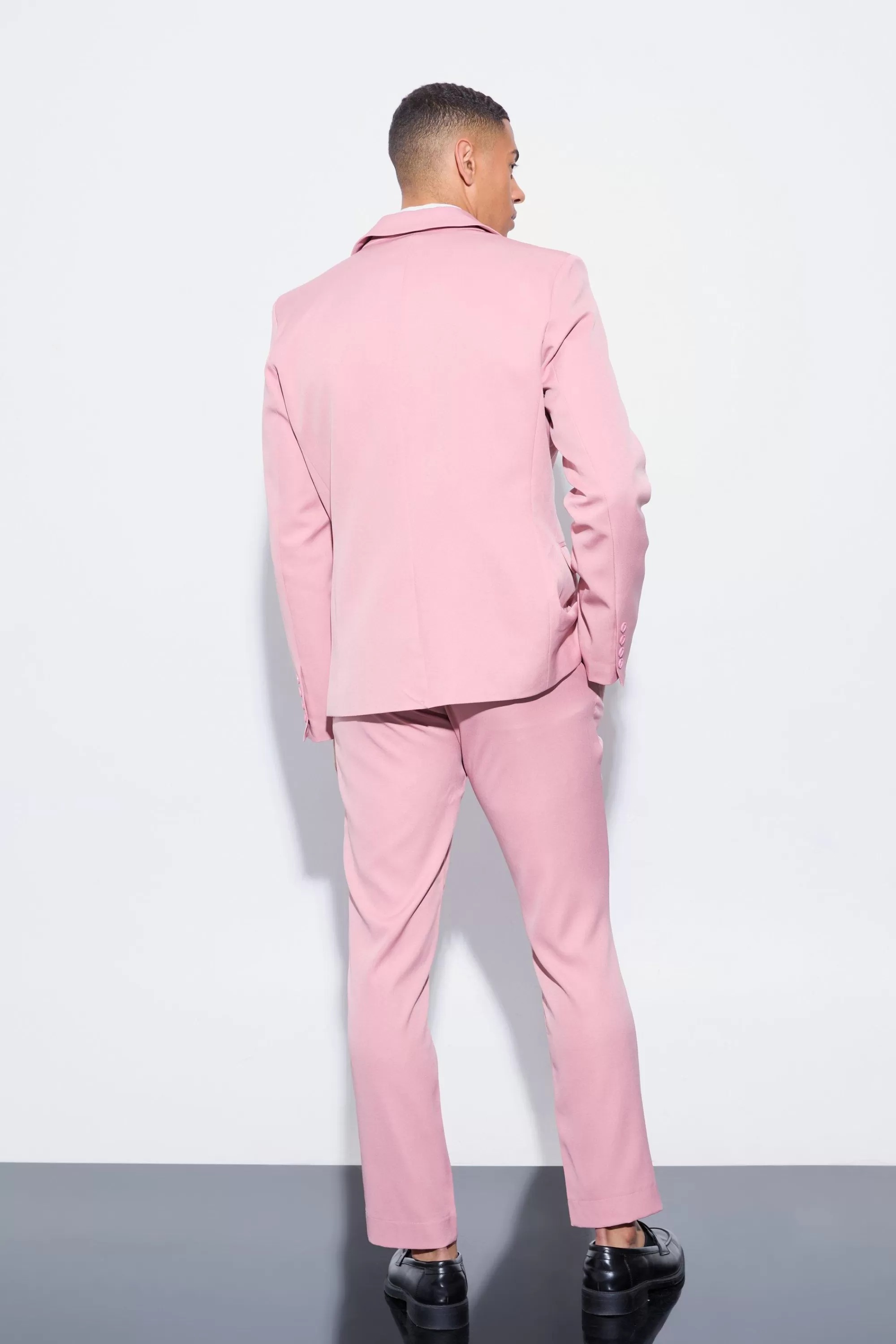 boohooMAN Slim Fit Pink Suit | UK