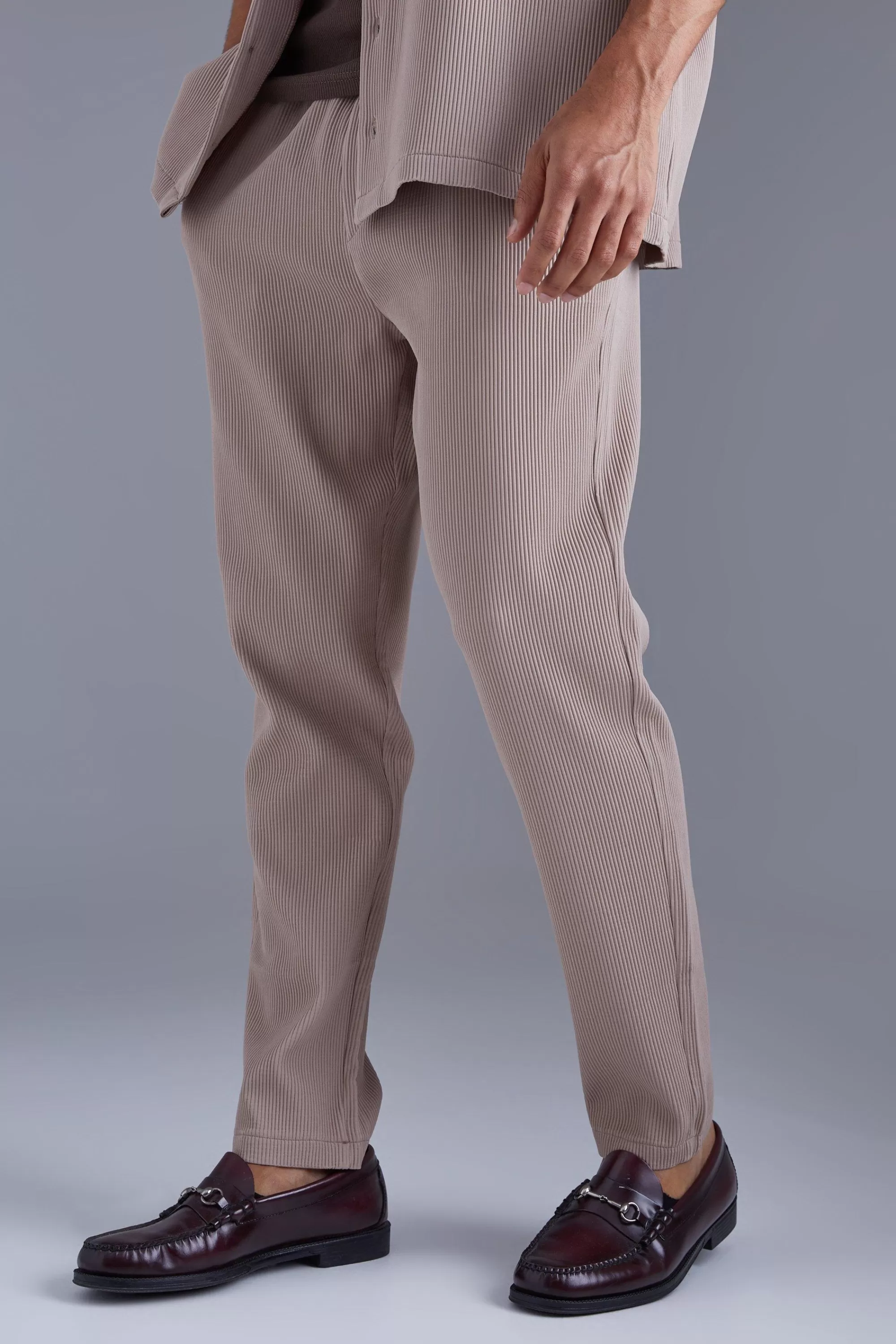 boohooMAN Slim Fit Pleated Trousers | UK