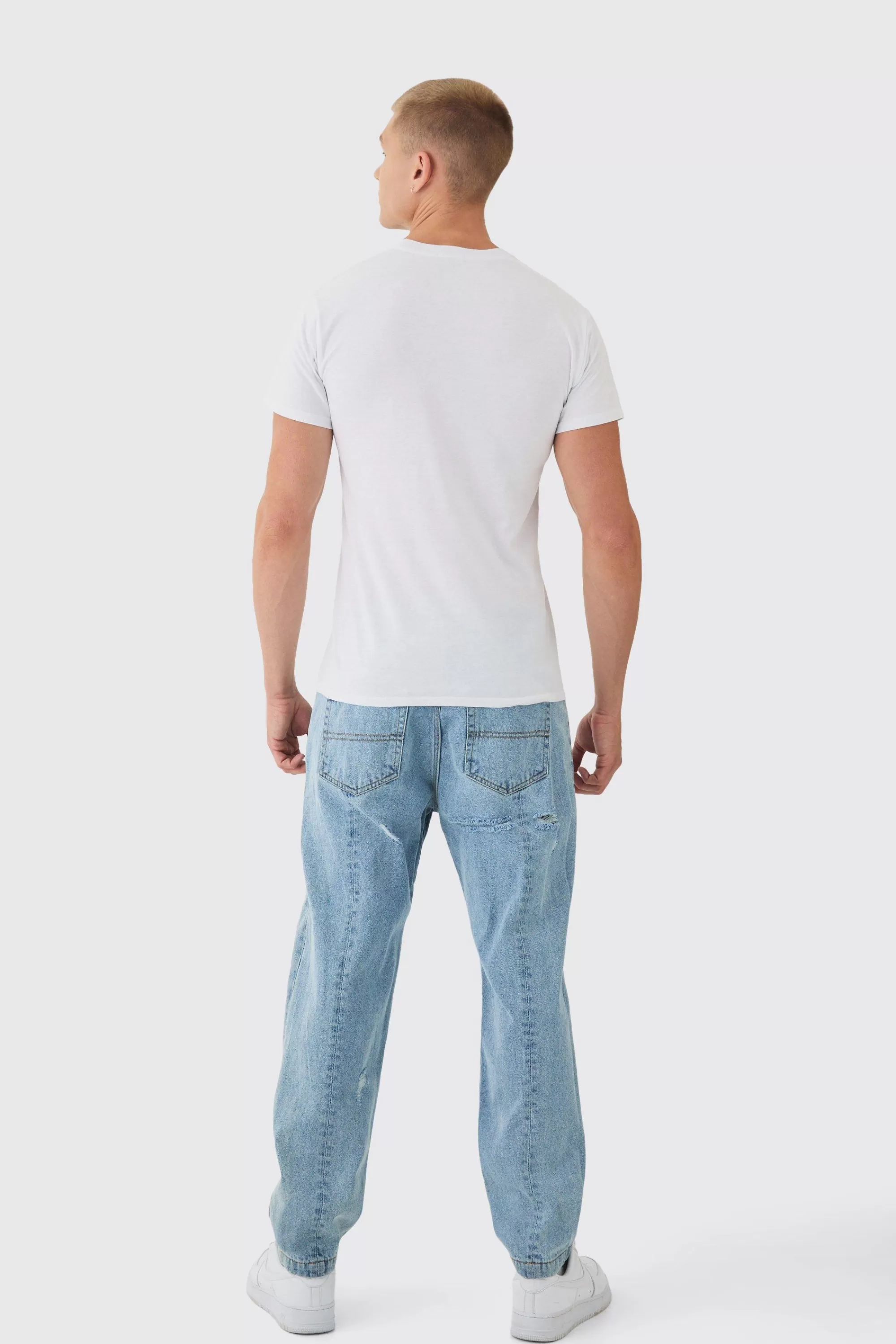 boohooMAN Slim Fit Ripped Carpenter Panelled Jeans | UK
