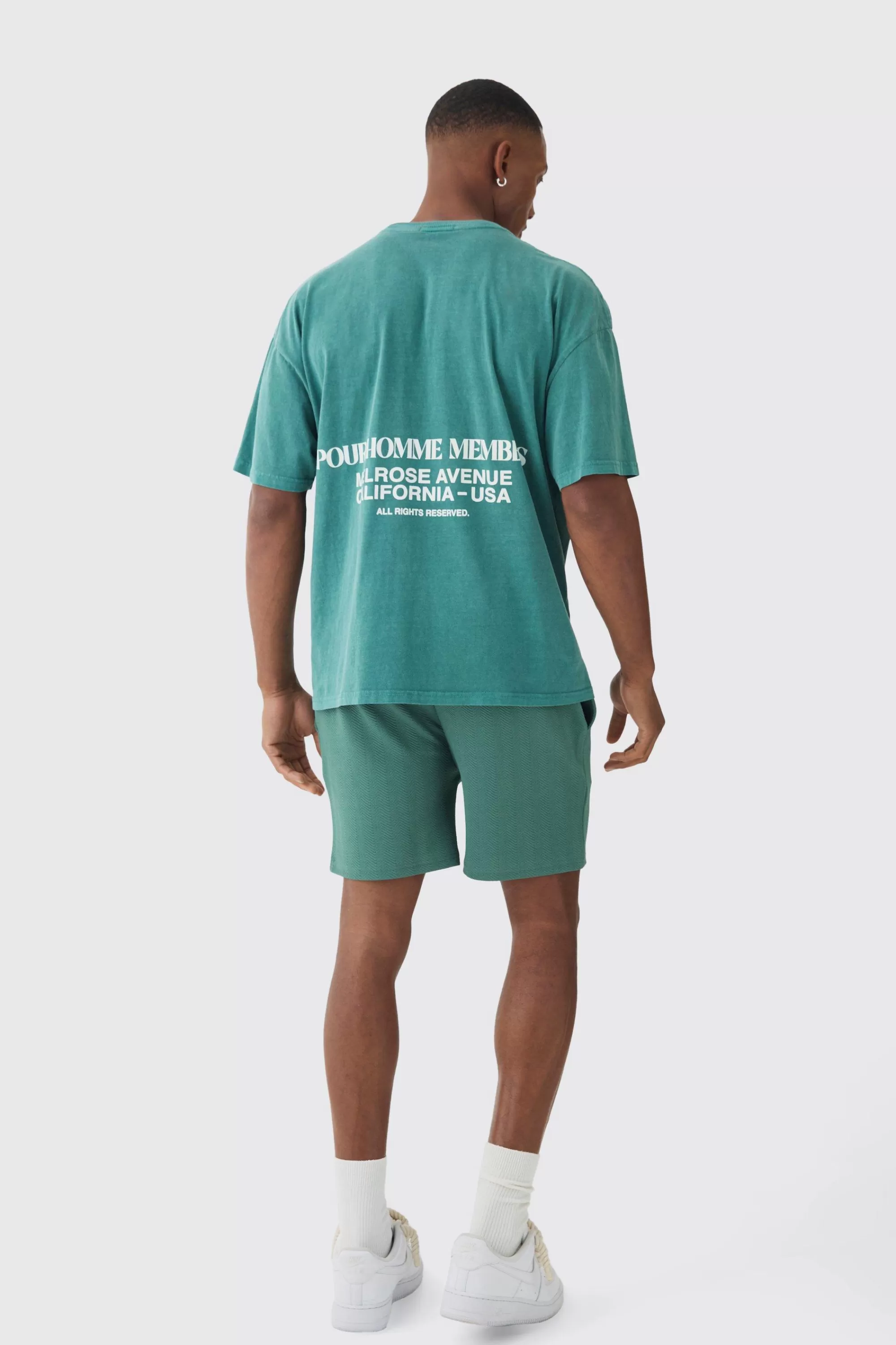 boohooMAN Slim Fit Short Length Herringbone Short | UK